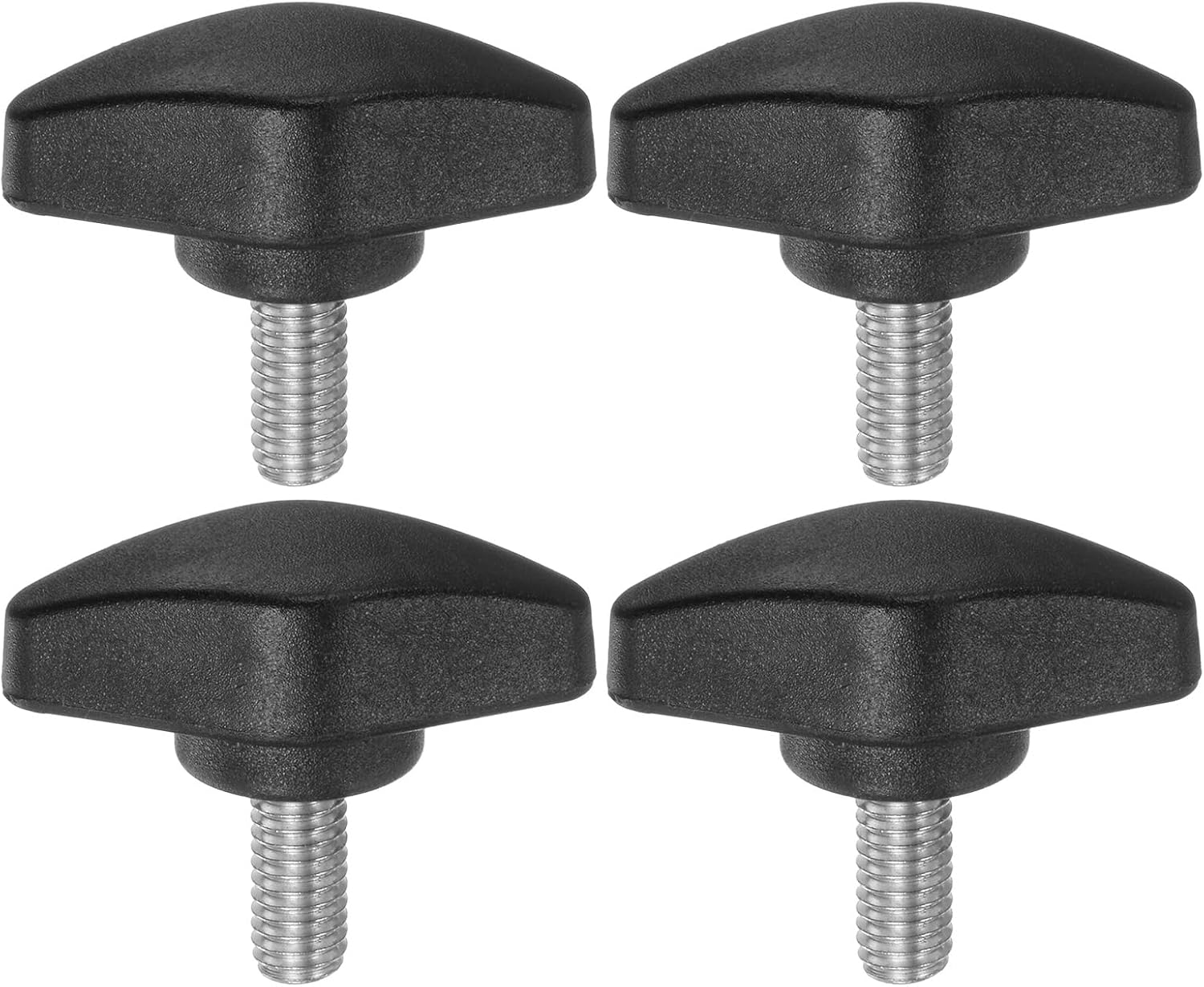 HARFINGTON 4Pcs Tee Wing Knobs Thumb Screws M6 X 20Mm Standard Male Thread Plastic T Knobs Handles Hand Clamping Knobs Grip Thumbscrew, Black