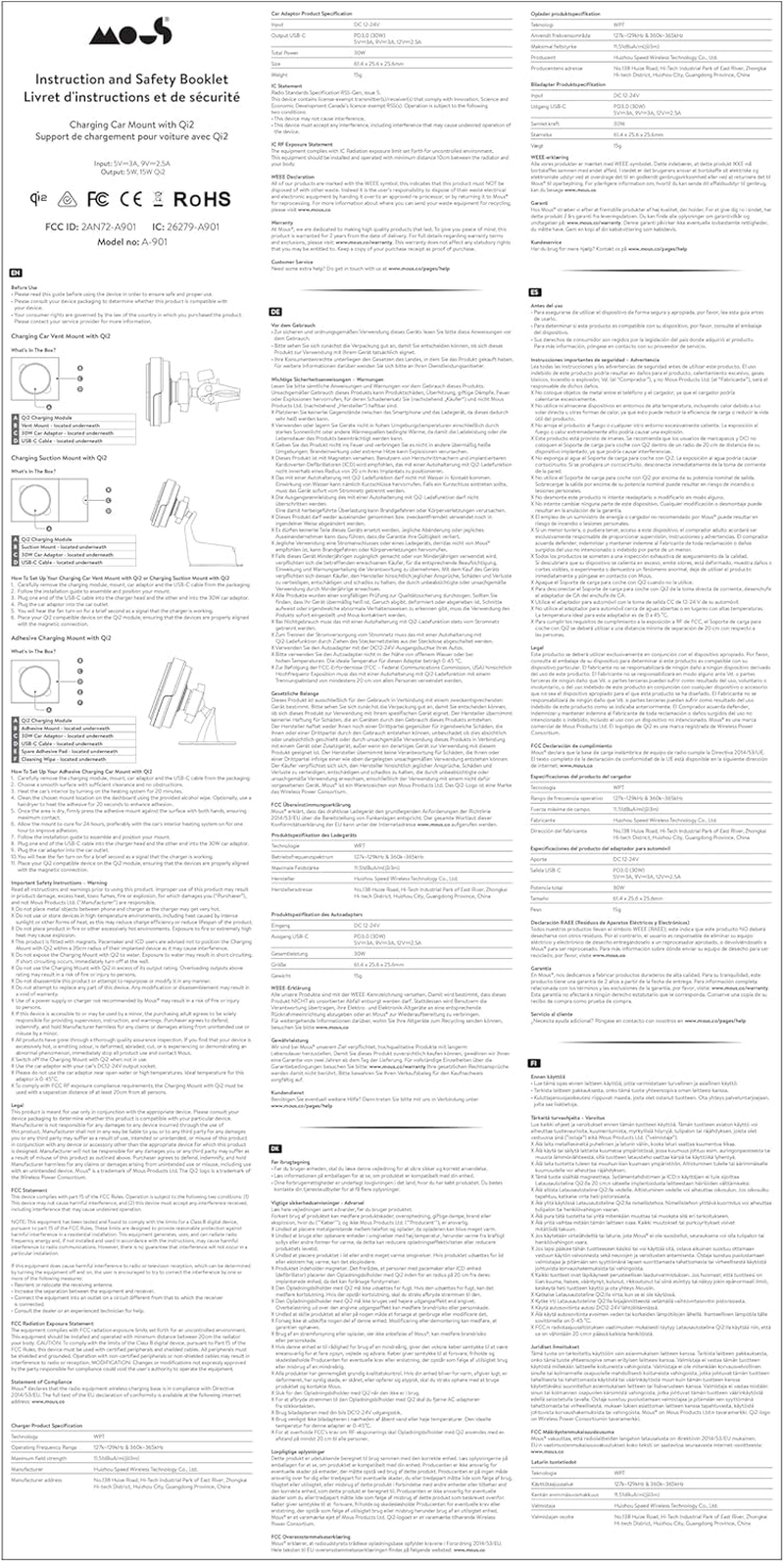 Mous - Magsafe and Pixelsnap Compatible Wireless Charging Dashboard Mount - Car Dash Mount Compatible with Iphone 17/16/15/14/13, Pixel 10 and S25 Series Phones image number 1