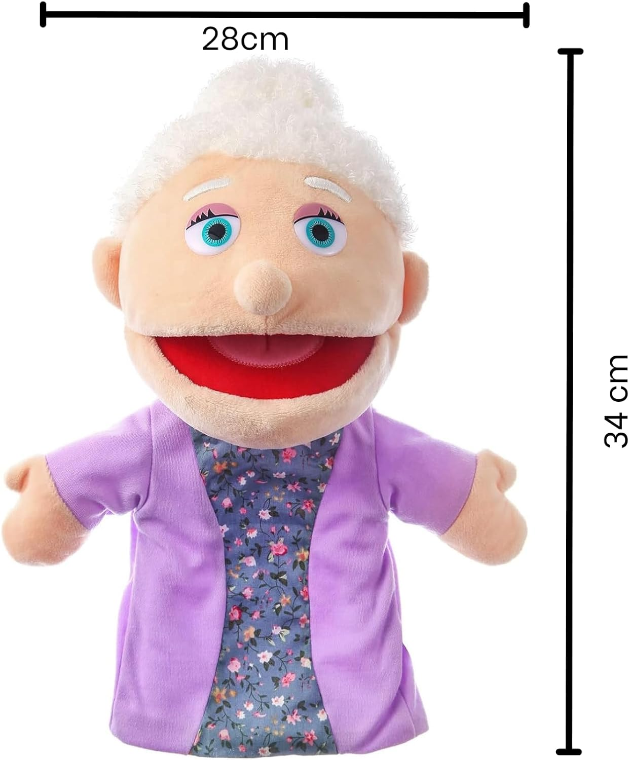 Hand Puppet &ndash; Grandpa and Grandma &ndash; Moving Mouth Human People Puppet Toy for Kids - 30Cm - Nanna and Pop Family Glove Puppet image number 5