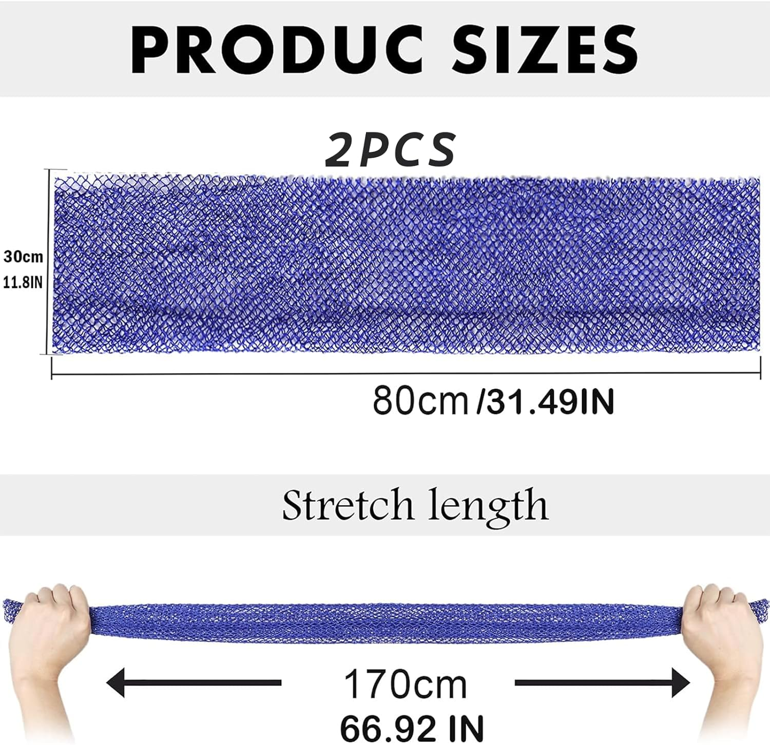 Yeanifeana 2 Pack African Net Sponge, Authentic Exfoliating Body Scrubber for Back, Foot & Scalp, Stretchable Durable Bath Sponge Shower Accessory (Blue) - Black image number 6