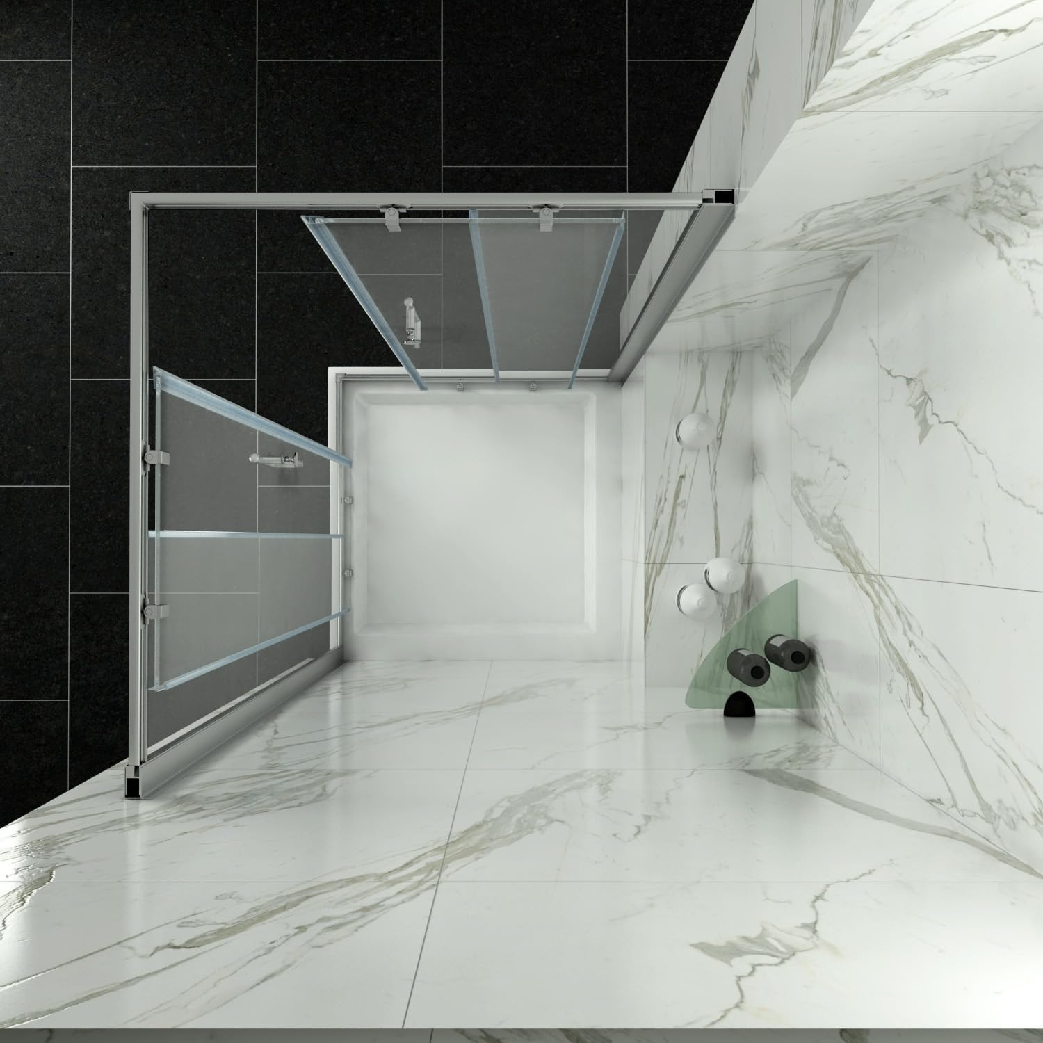 ELEGANT Corner Sliding Shower Door, Shower Screen with Panel, Silver Framed Shower Enclosure with 5Mm Tempered Safety Clear Glass, 760X760&times;1900Mm image number 4