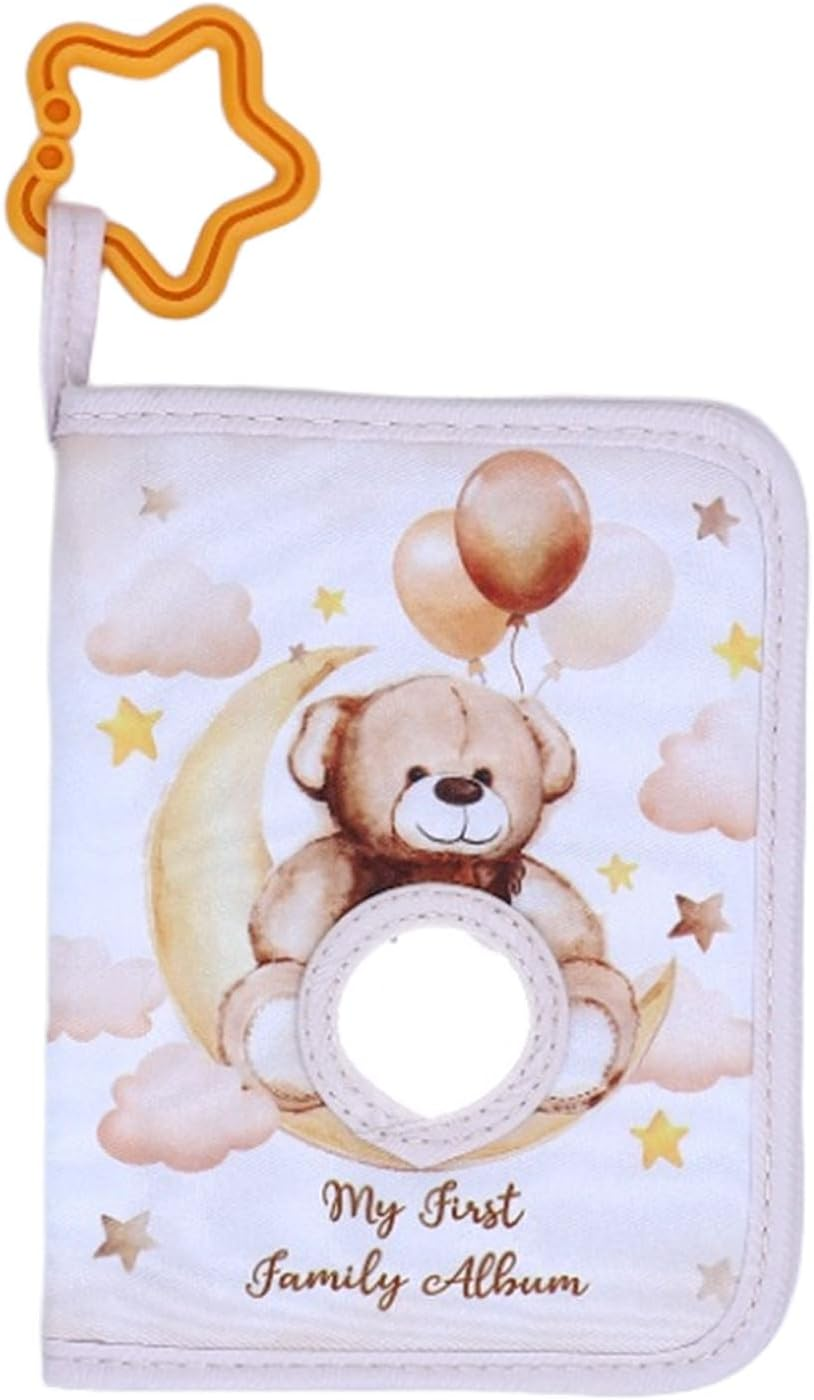 Generic My First Family Albums, Soft Photo Cloth Book for Toddlers with Safety Mirrors, Holds 17 4X6Inch Photos, Brown Bear Themed Newborn Kids image number 5