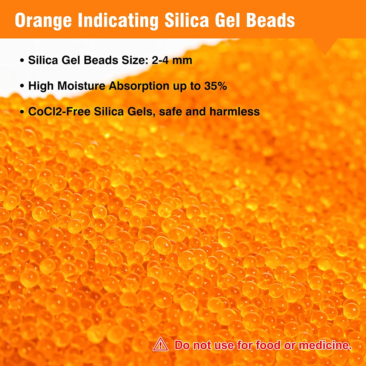Durimoiy [5.2 LBS] Orange Premium Indicating Silica Gel Beads Reusable (Industry Standard 2-4 Mm) - Rechargeable Desiccant Beads Bulk Reusable Silica Gel Desiccant image number 4