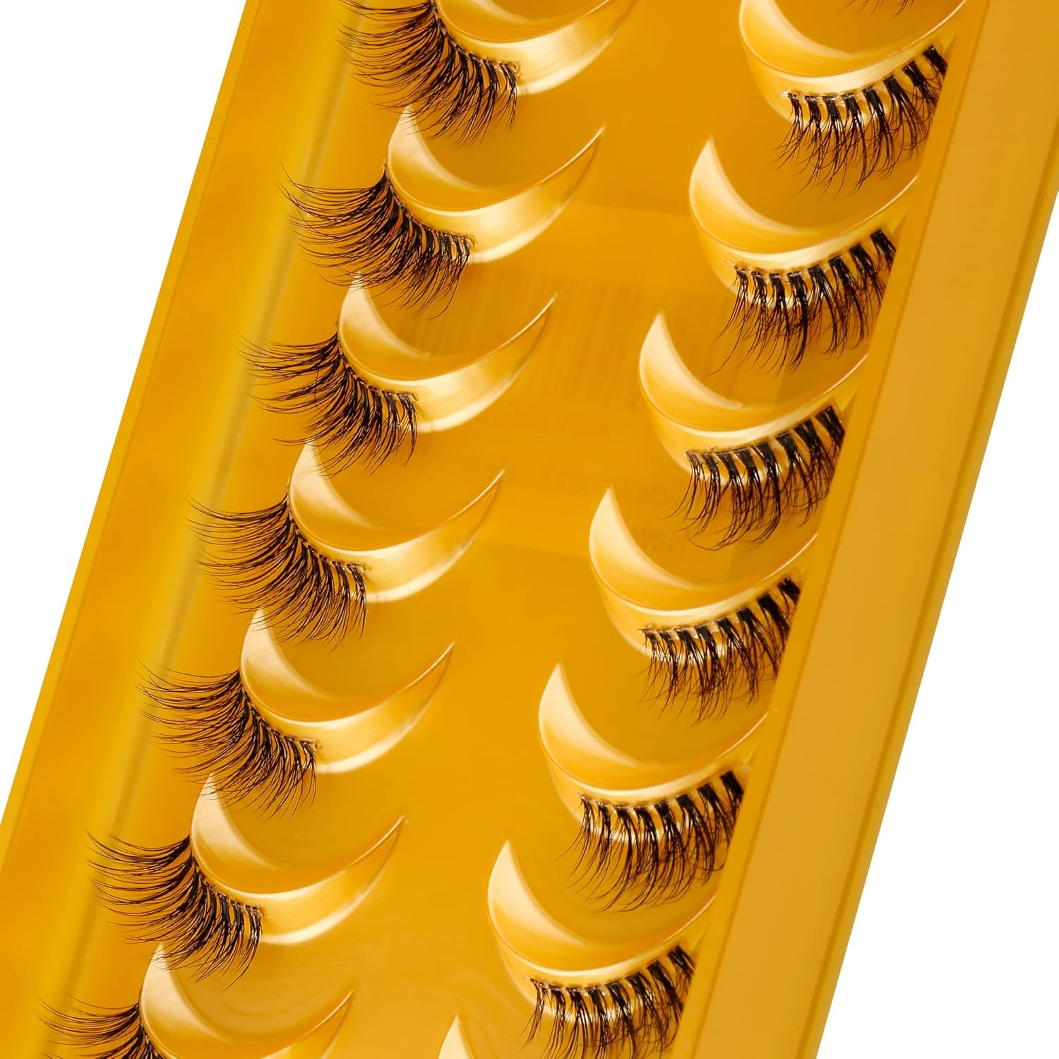 Clear Band Half False Eyelashes Natural Look Wispy Cat Eye Short Fake Lashes Russian Strip Lashes D/DD Curl Natural Faux Mink Eye Lashes(Azm01) image number 3