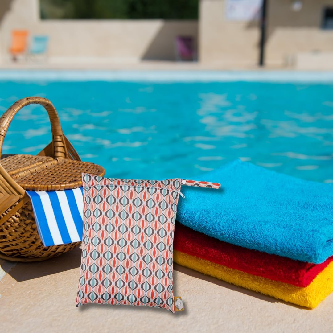 2 Pack Large Premium Waterproof Diaper Cloth Wet Bag Reusable Diaper Bag for Travel Toiletries Gym Swimsuits Baby Items Beach Breastmilk Pump Parts Daycare Waterproof Pouch with Snap Handles 30X40 Cm image number 5