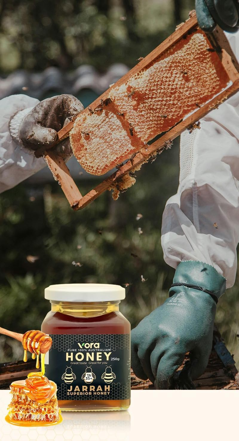 VORA Australian Jarrah Honey | Raw | Pure | Gmo-Free | TA35+ (Manuka Honey MGO Level 1200+) Premium Honey, Plastic Jar 250G image number 5