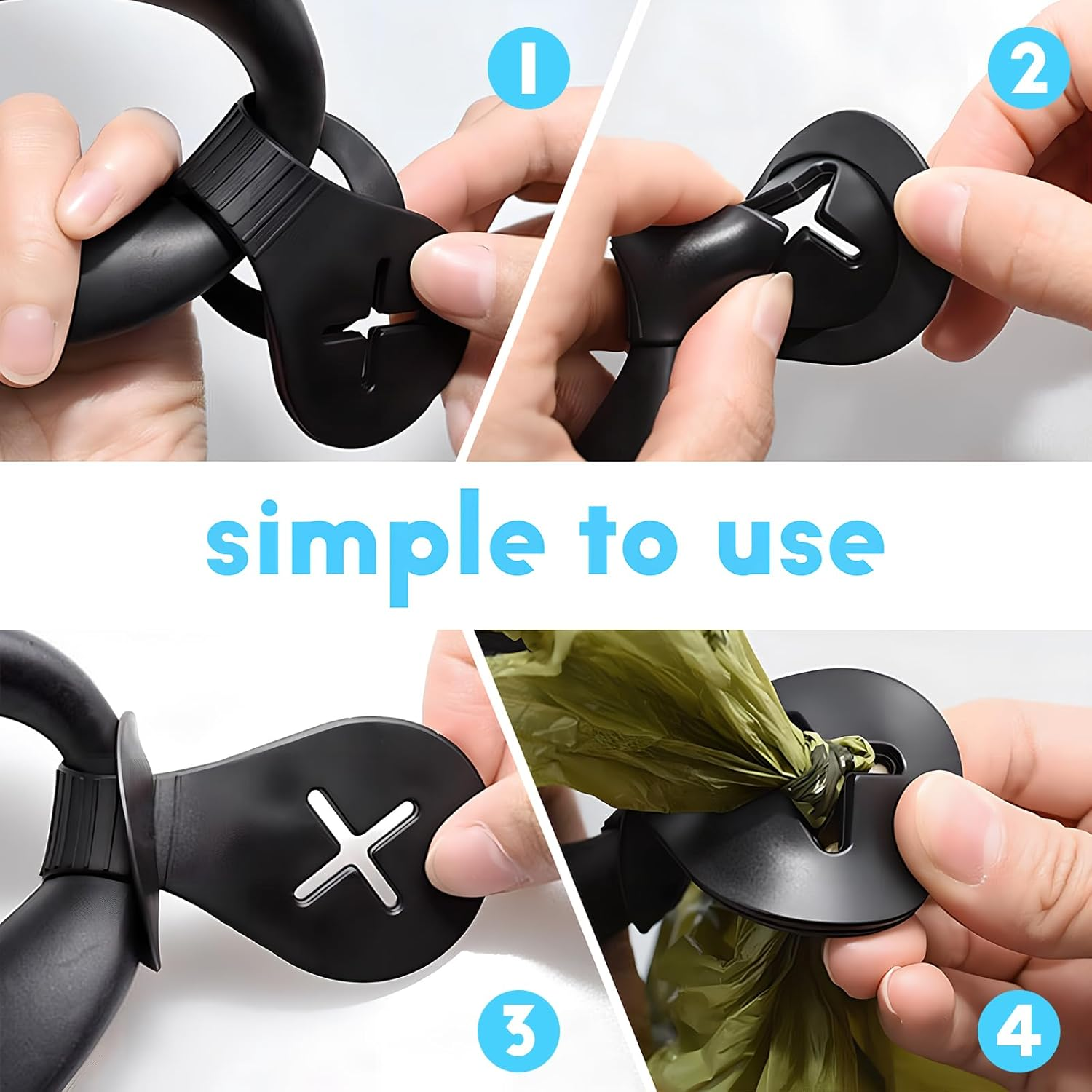 WUMUZAI 4 Pack Dog Poop Bag Holders for Leashes, Hands Free Waste Bag Holder, Poop Bag Carrier for Leash, Pet Doggy Puppy Bag Holder, Doggie Poop Bag Leash Clip (Green) - Blue image number 5