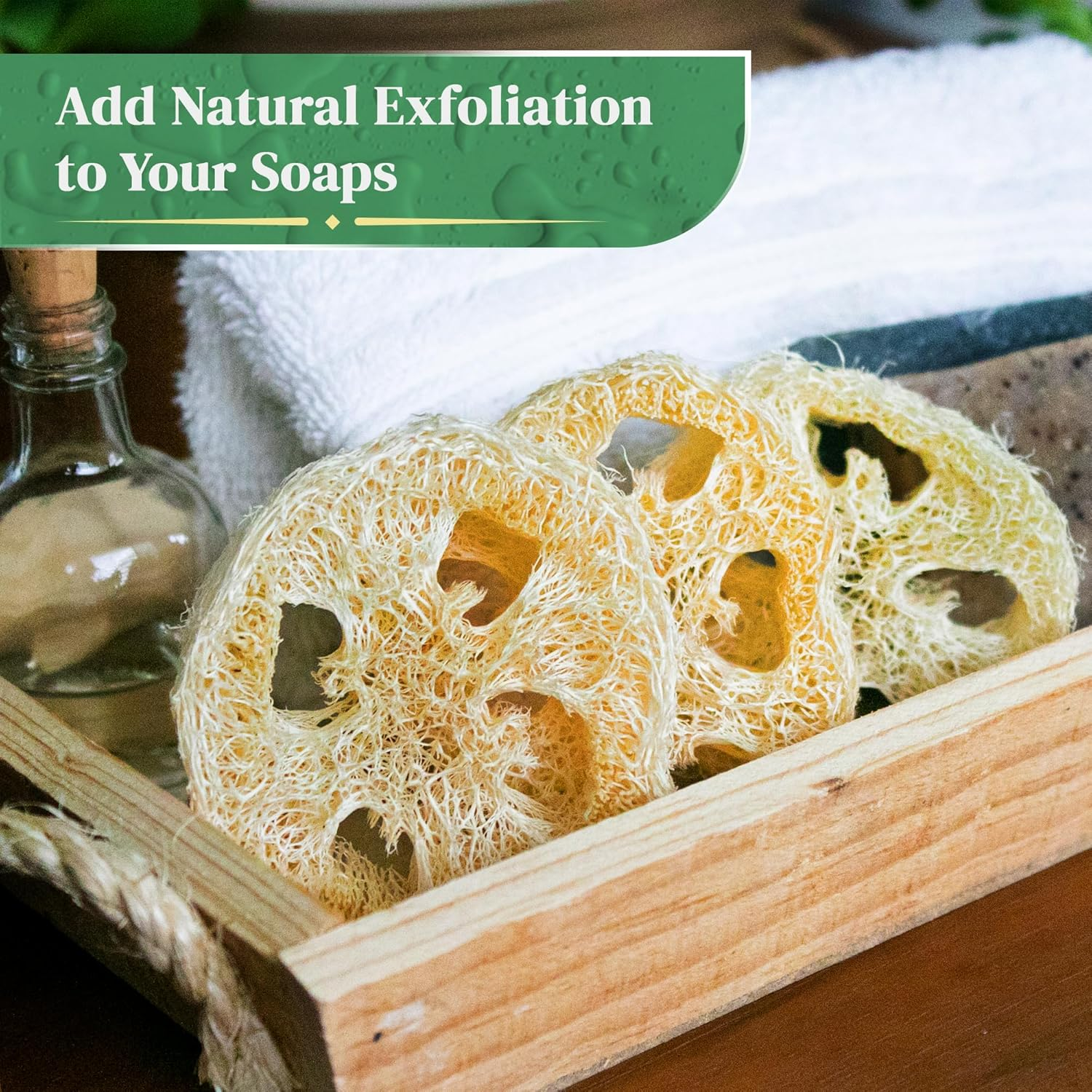 Natural Loofah Slices for Soap Making (20 Pack) - Organic Loufa Slices Cuts - Loofah Bulk - Soap Making Supplies - Natural Luffa Soap Making image number 6