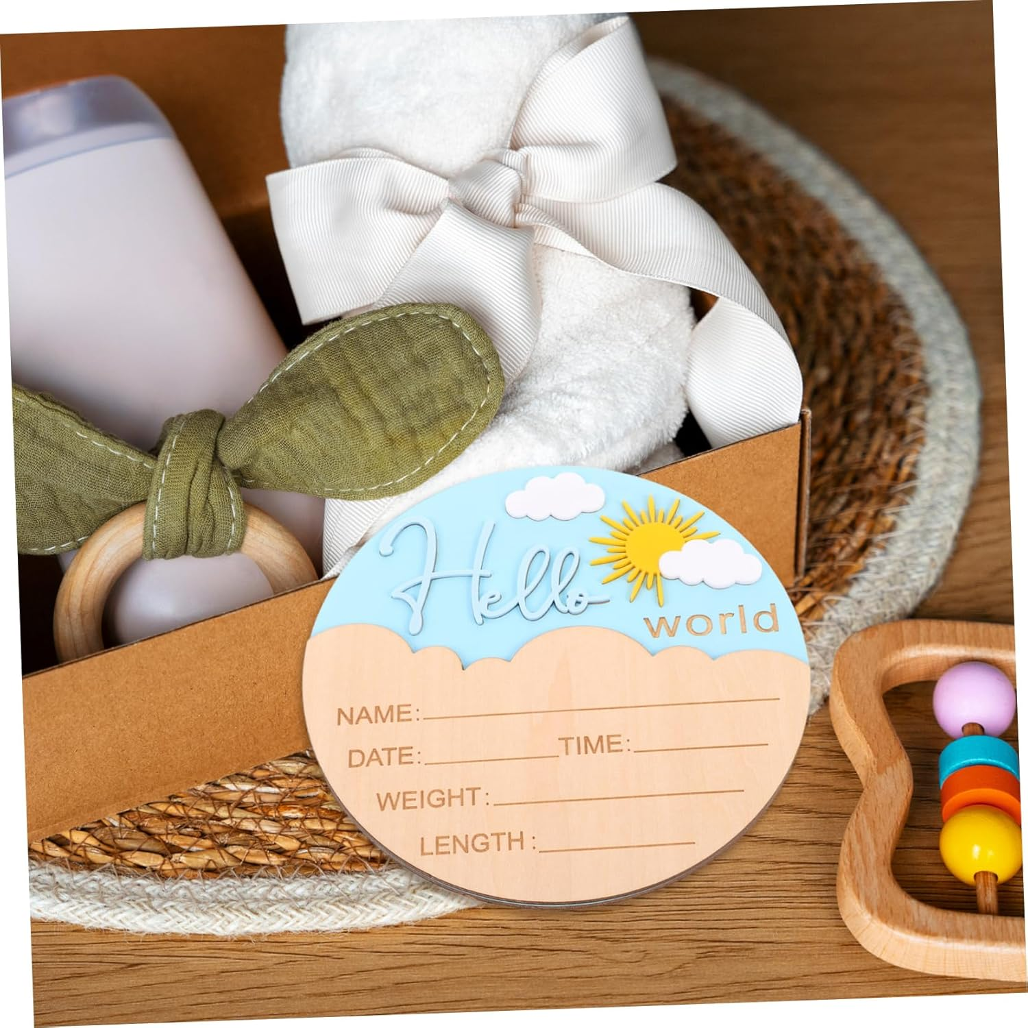 Ifundom Rustic Wooden Newborn Plaque for Photo Props Unisex Birth Name Board for Hospital Nursery Decor Lightweight Safe Design for Showers image number 4