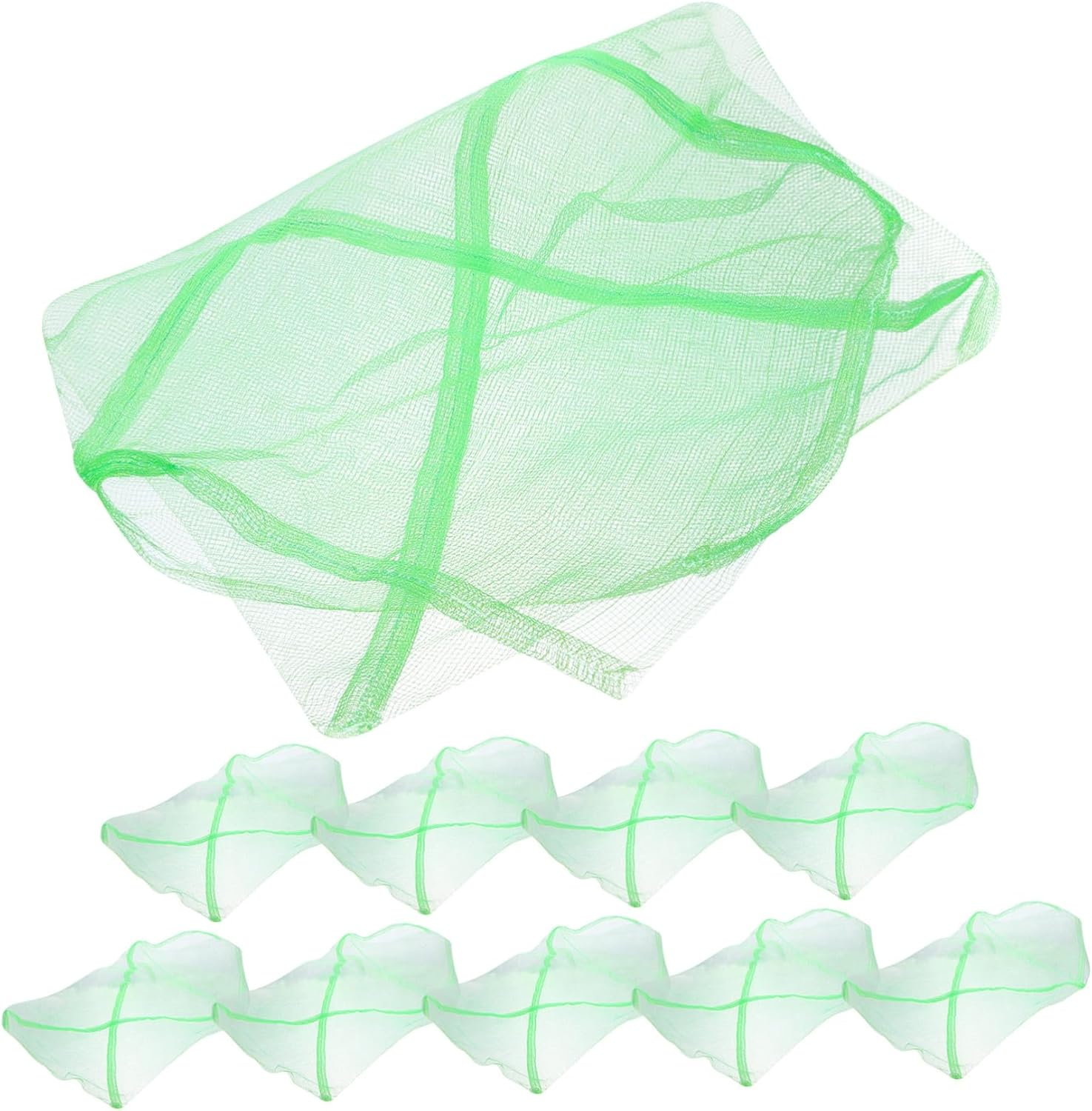 SEWACC 10Pcs Portable Crab Net Bags with Drawstring Quick-Dry Mesh Fishing Nets for Saltwater Crabbing Outdoor Storage Lightweight Breathable Bags for Fish and Seafood