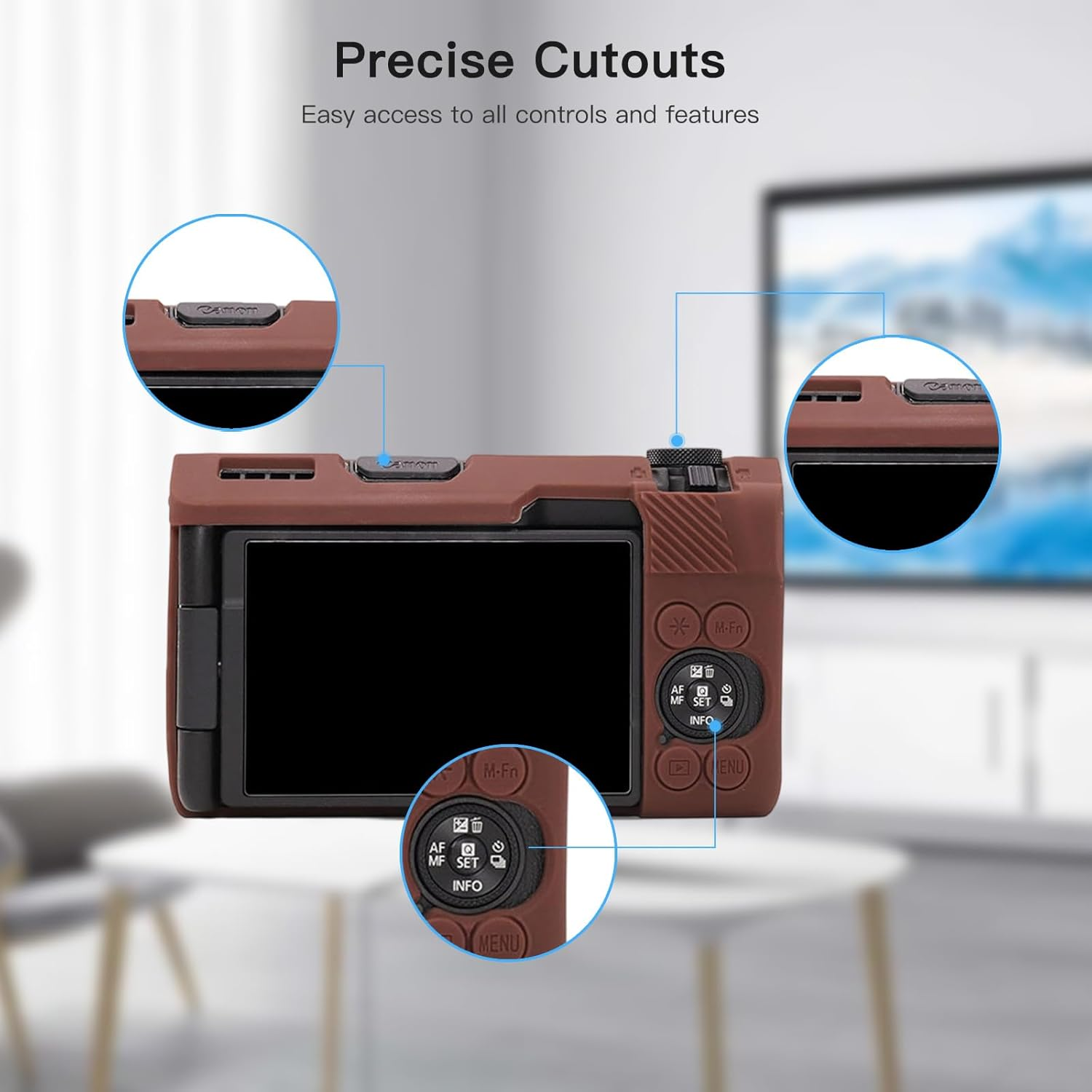 YAJOJO Case for Canon Powershot V1 Camera, Soft Silicone Camera Protective Cover for Canon Powershot V1, Anti-Scratch, Slim Fit, Lightweight (Brown)