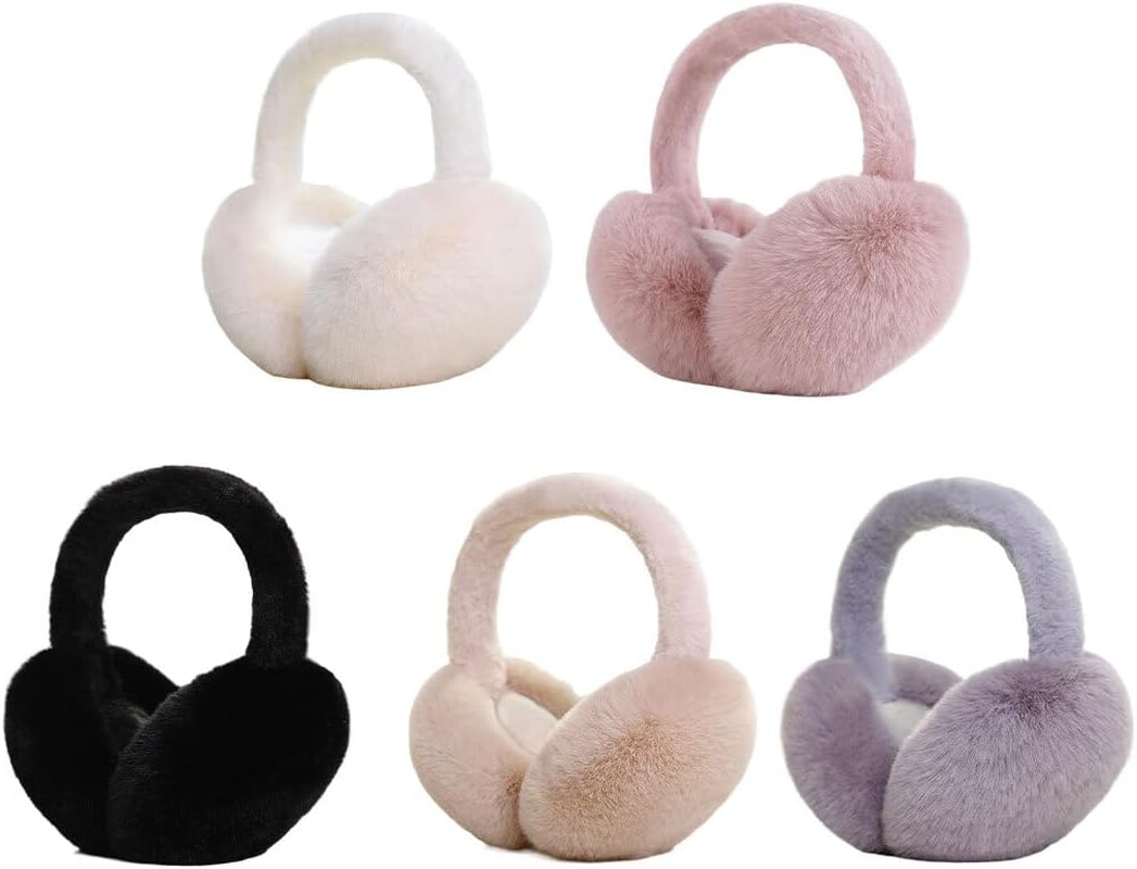 Sheepskin Fur Earmuffs for Ladies Adjustable Elastic Ear Muffs Winter Presents Foldable Plush Earmuff Adult Elastic Ear image number 5