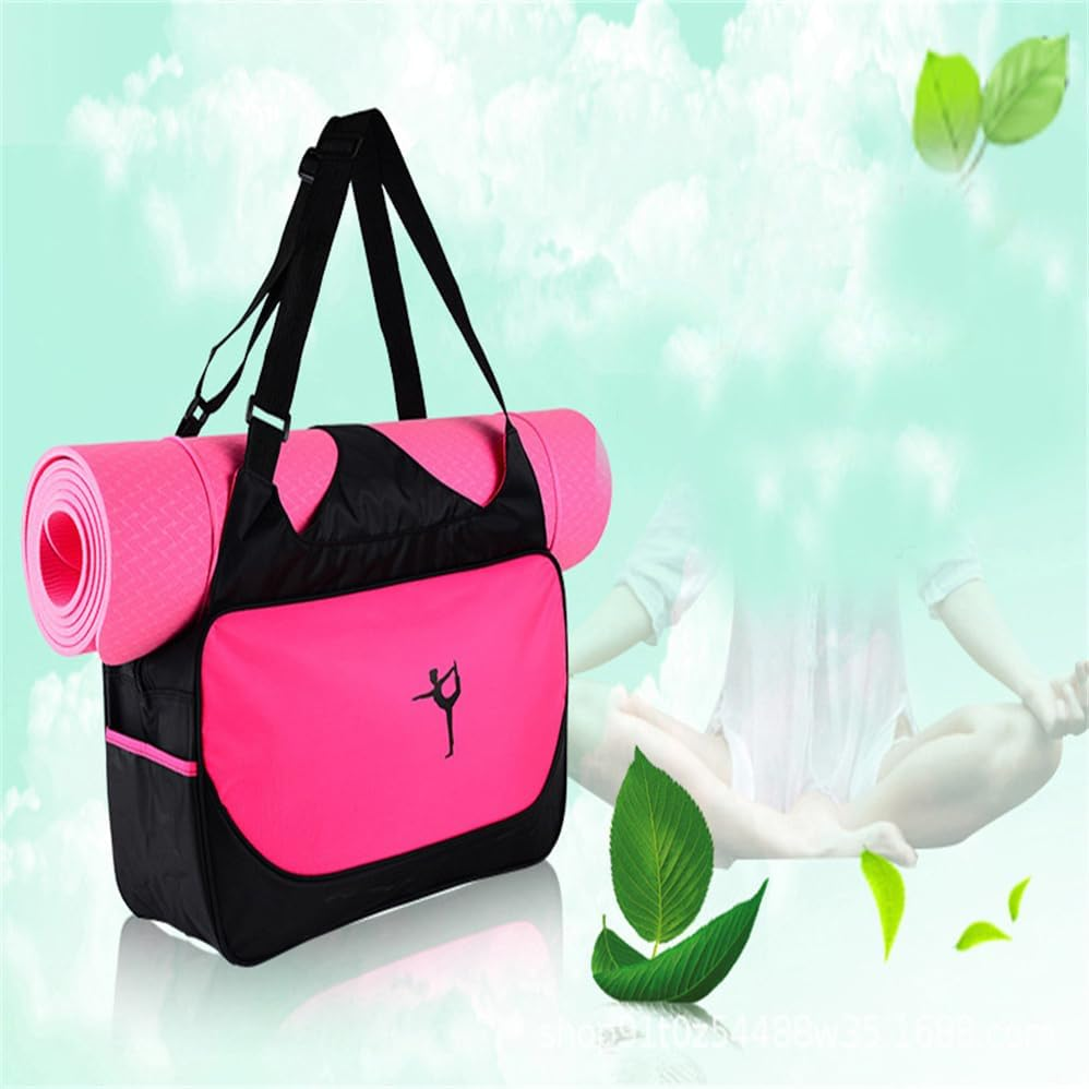 Large Capacity Yoga Bag with Yoga Mat Strap, Fitness Bag, Sports Bag, Travel Bag, Outdoor Handbag; a Handbag Suitable for Travel, Beach, Work, and Sports -Rose Red image number 4