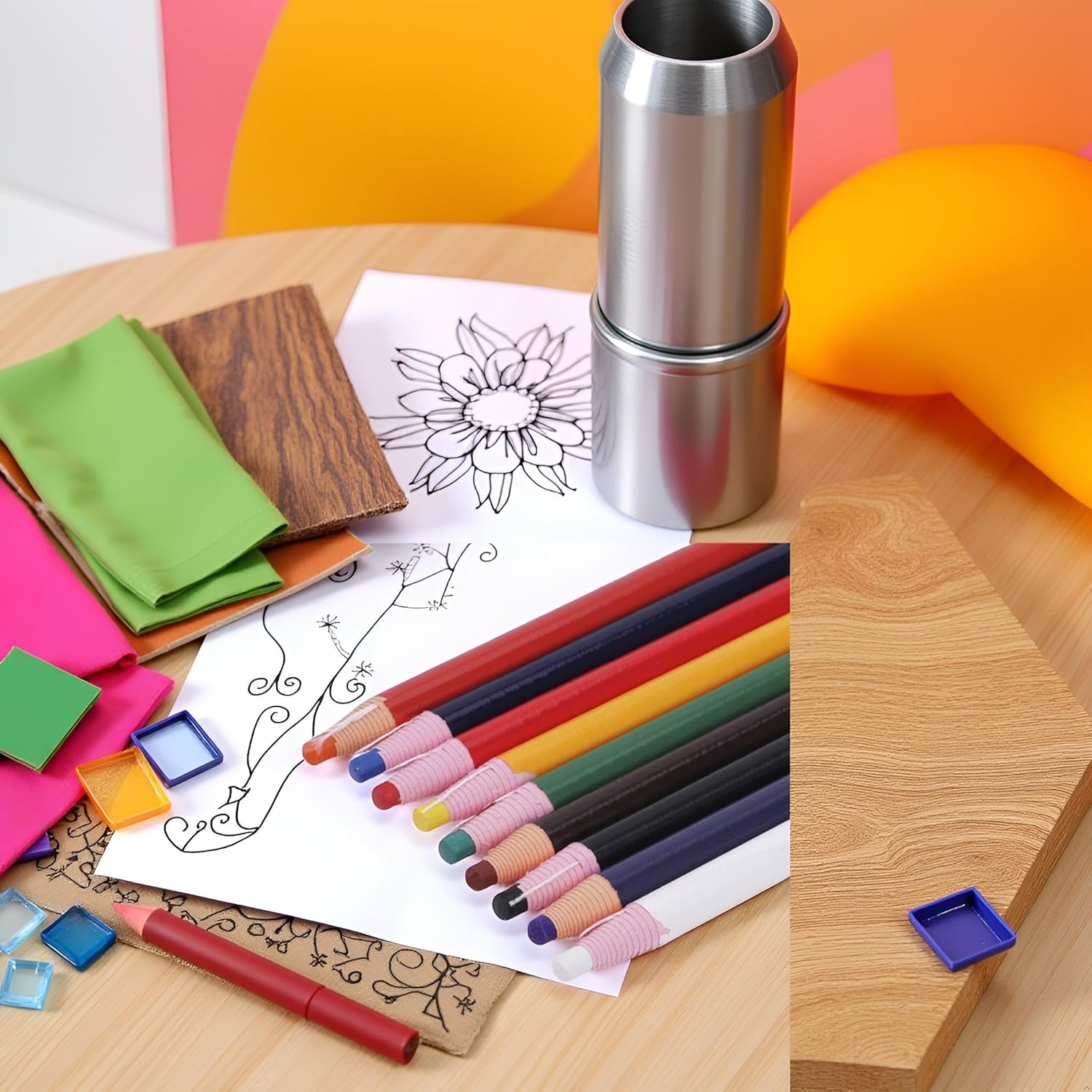 Ymhapp 9 Pieces Assorted Colors Peel off Porcelain Markers Grease Wax Pencils for Glass, Garments, Cellophane, Fabric, Wood, Metal, Art Painting Pens, Marking Pens, Paper Wrapped Painting Pen For image number 6