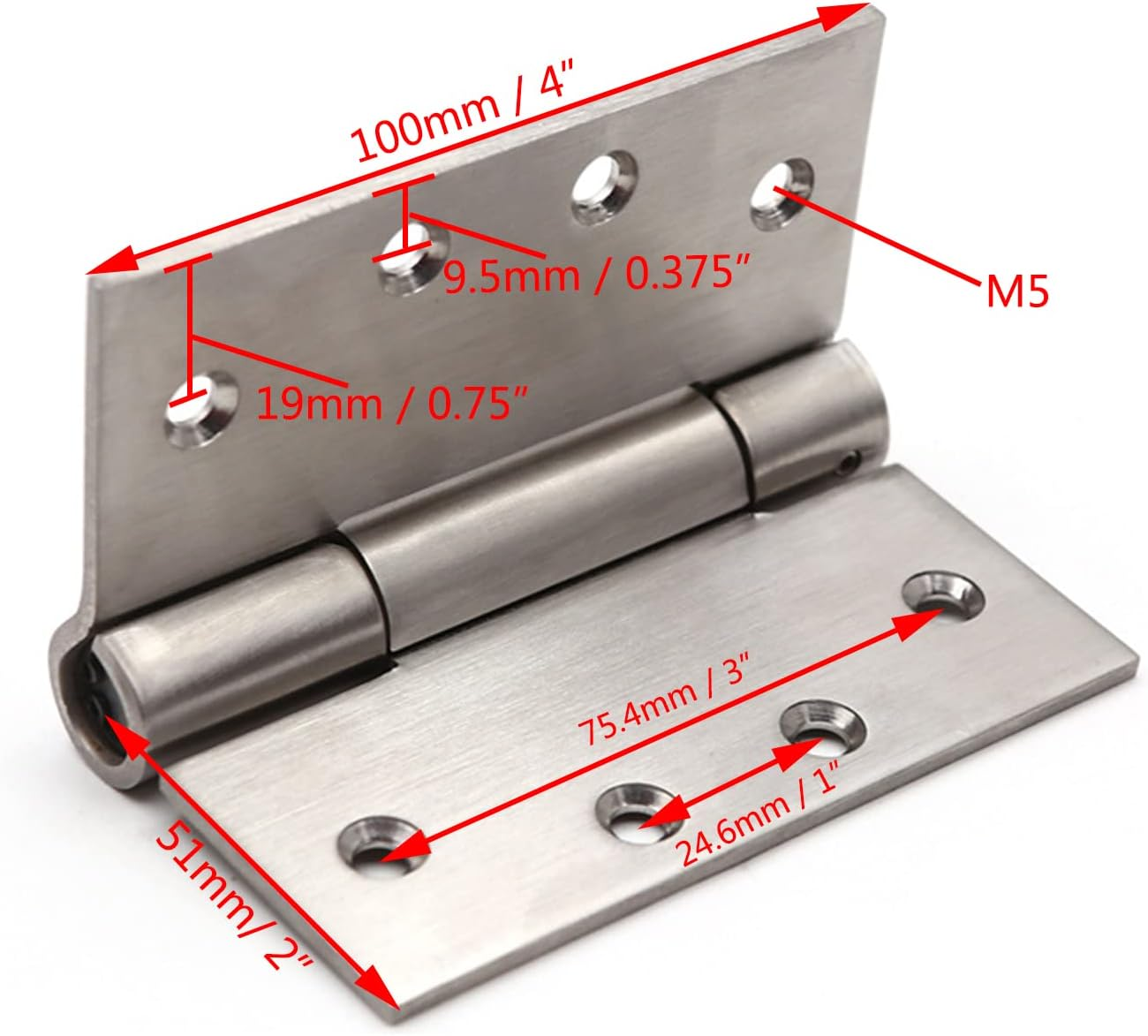 3Pcs 4'' Self-Closing Stainless Steel Door Hinge Spring Door Hinge Heavy-Duty Square Thickness 3Mm (4Inch, Silver) image number 5