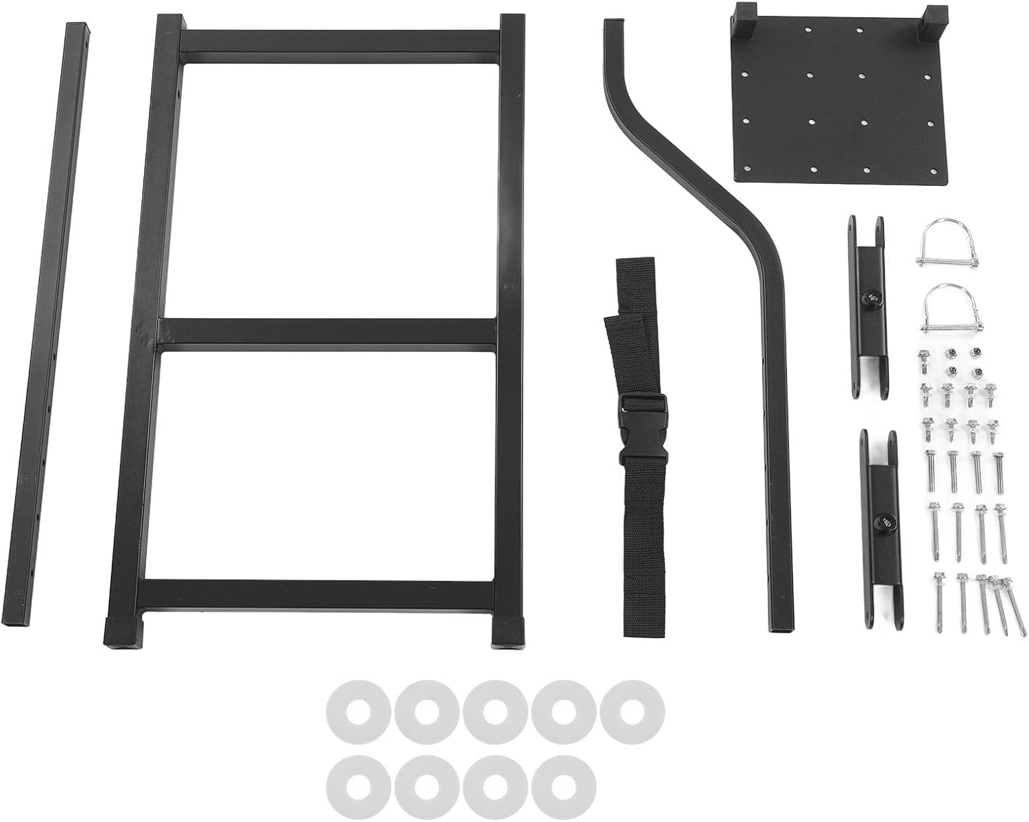 Universal Foldable Iron Truck Tailgate Ladder for Most Pickup Adjustable Pickup Tailgate Ladder with Stainless Steel Hex Screws, Capacity 300 Lbs, Space Saving Design image number 6