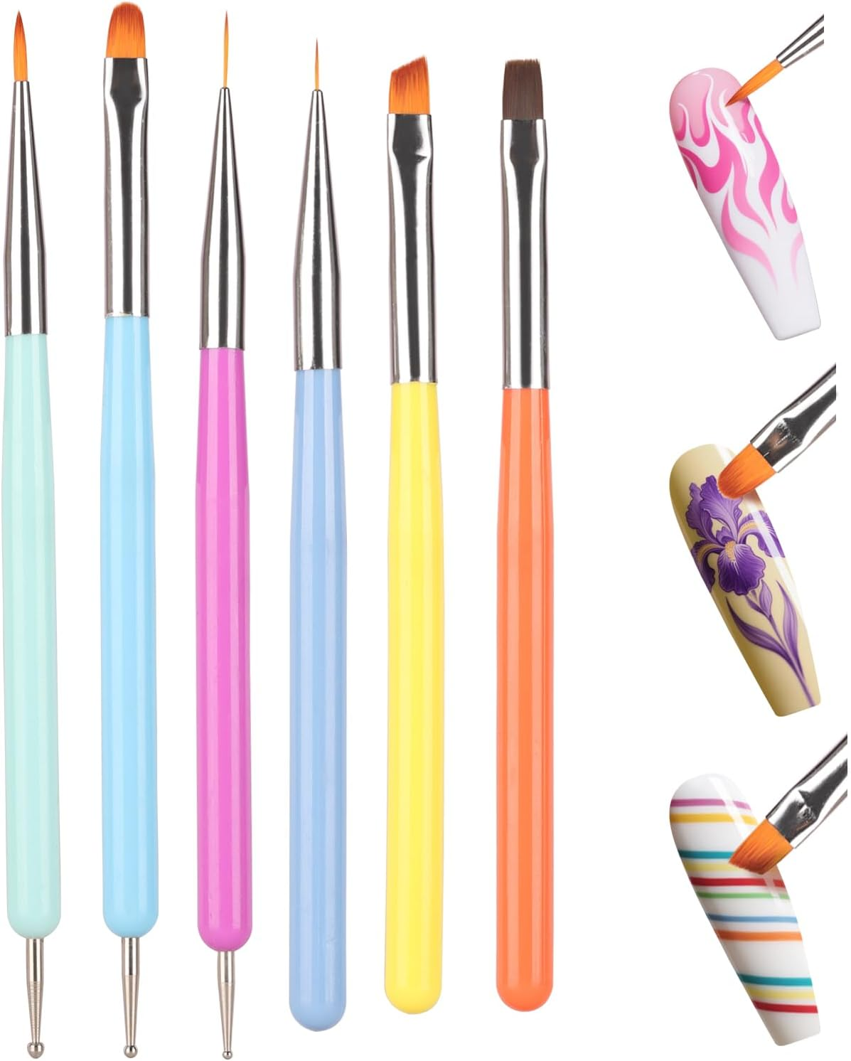 100Pcs Sponges with Grabber and Nail Art Brushes, Nail Tools Set for Ombre Gradient Nail Gel Painting Gel Kit Multifunctional Nail Brushes for Nail Design (Brushes Grabber Sponges)