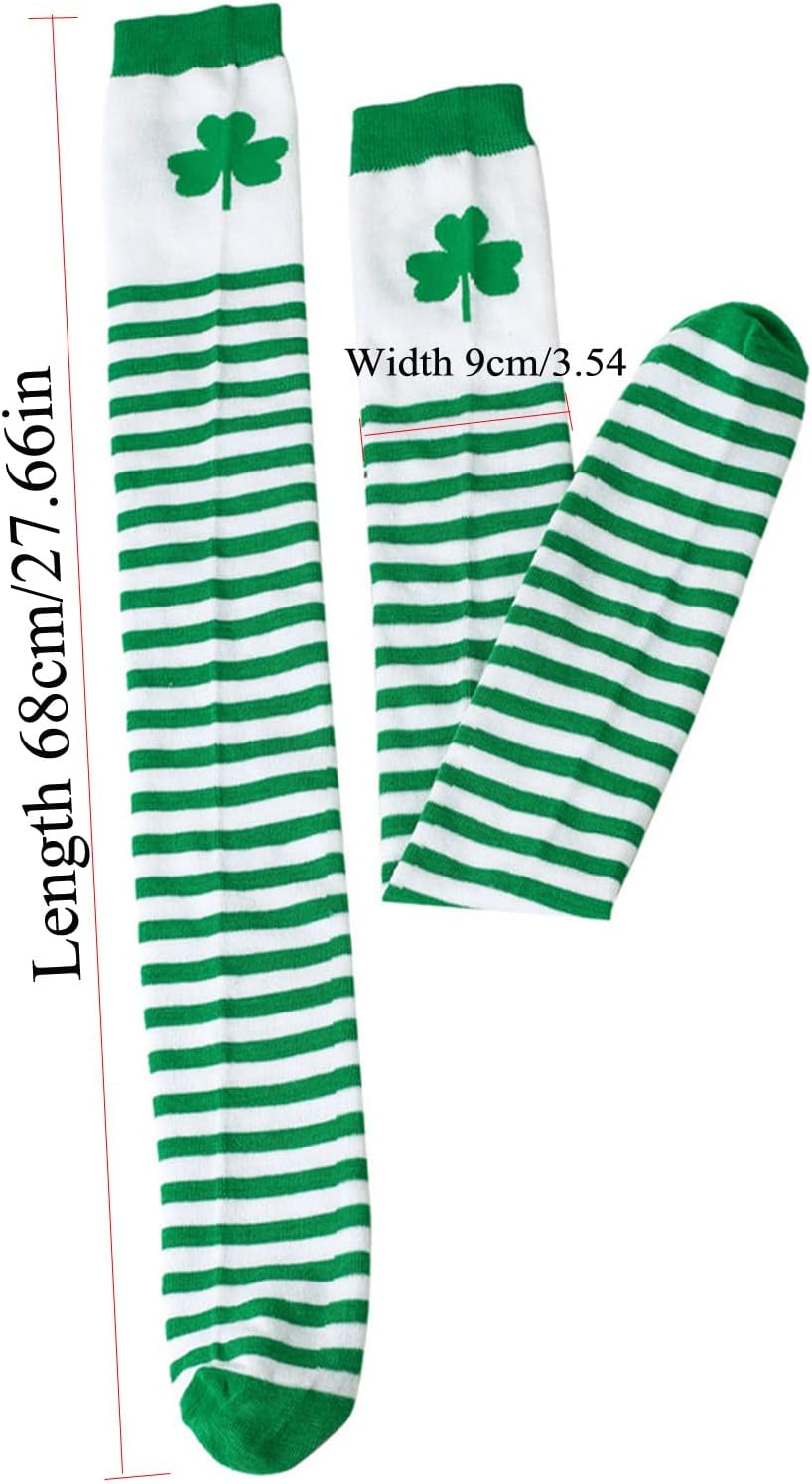 LERTREE over Knee Stockings Irish Party Socks & Green Stripe Fingerless Arm Warmer Gloves for St. Patrick&rsquo;S Day Costume for Women image number 5
