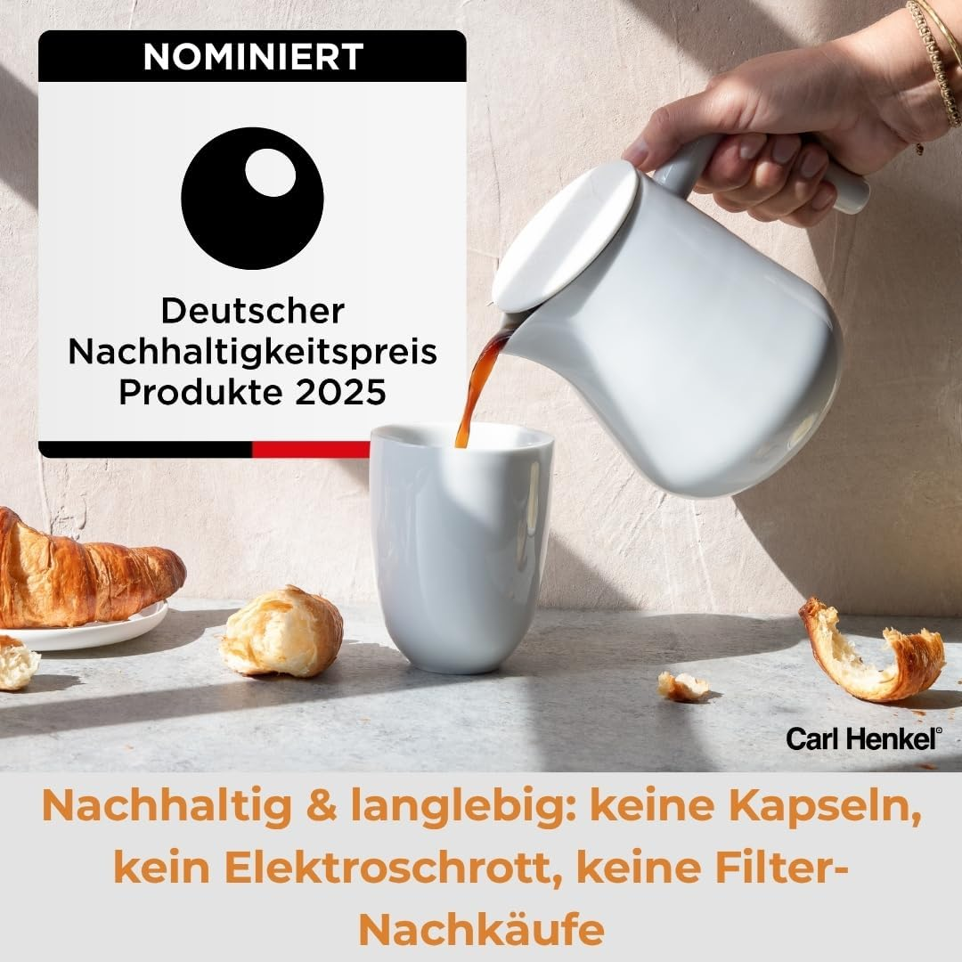 Carl Henkel Arca X-Tract Glass Coffee Pot with Filter 1.0 L Coffee Maker for 4-5 Cups Coffee Maker with Coffee Filter Stainless Steel That Keeps Warm Coffee Maker Cold Brew Coffee Maker image number 5