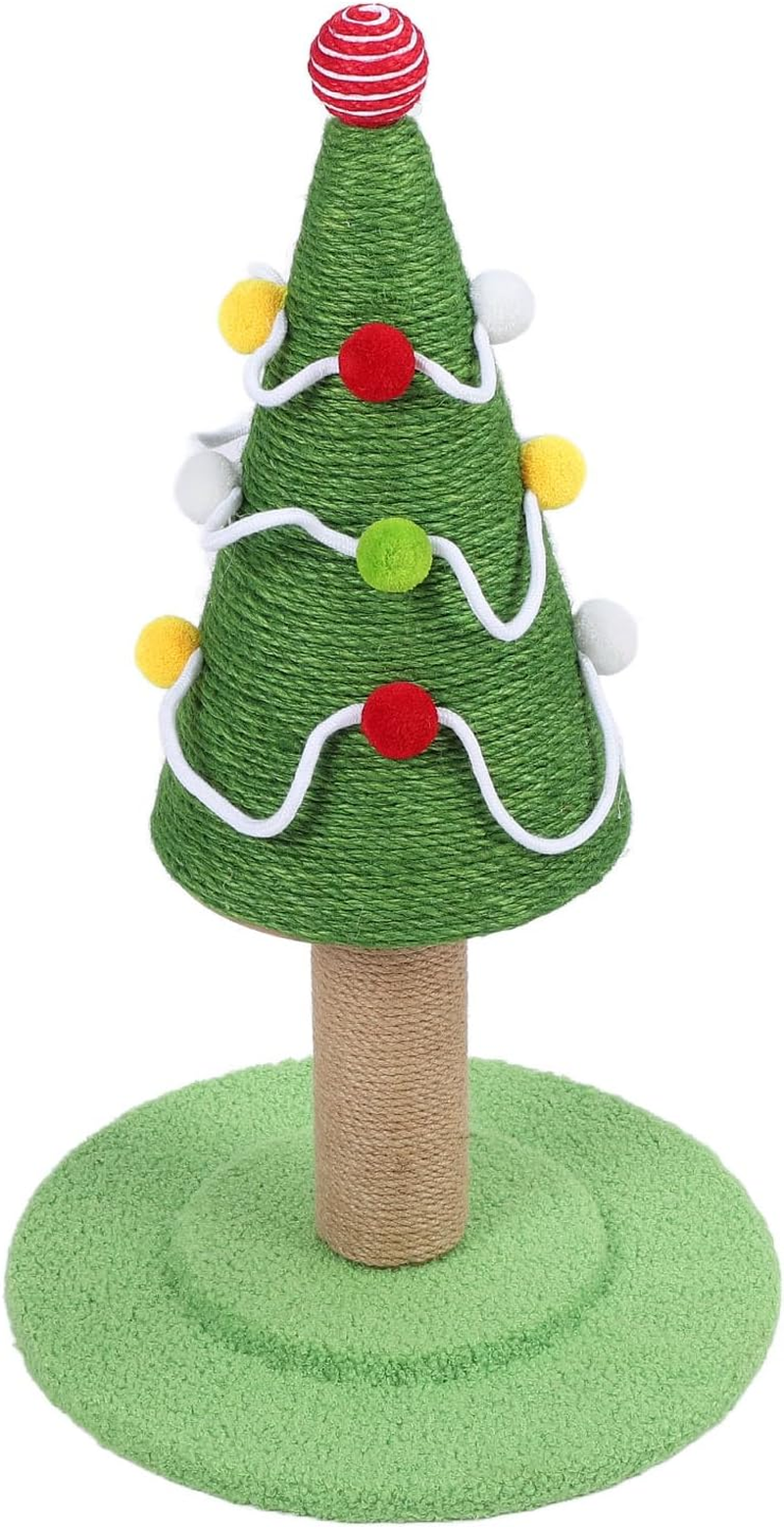 Cute Sisal Christmas Cat Tree Tower and Scratching Post - Kitten Nail File Scratcher and Toys for Indoor Cats image number 3