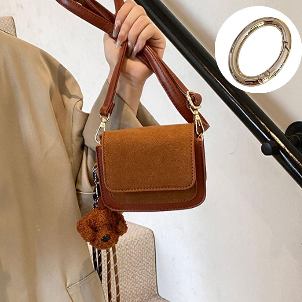 Armastuse 30PCS Trigger Spring O Rings,Keychain Ring O Clip,Pale Gold Carabiner Clip,Round Carabiner Clip Snap Keyring,Multi-Purpose Snap for Keyrings Buckle, Bags, Purses, Handbag image number 1