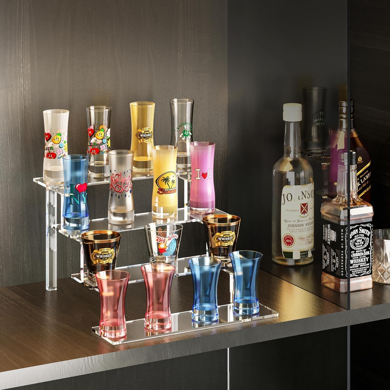 WINKINE Acrylic Display Stand, Clear Riser for Amiibo Funko POP Figures, Acrylic Tiered Display Stand for Decoration and Organize, Acrylic Step Riser for Display, Perfume Organizer Perfume Stand image number 4