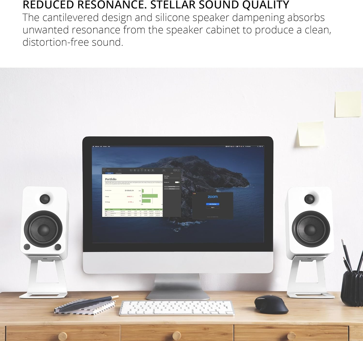 Kanto SE4W Elevated Desktop Speaker Stands for Medium Bookshelf Speakers & Mid-Size 3&rdquo;-4&rdquo; Studio Monitors | 5.6&rdquo; Tall | Supports 9 Lbs | Damping 2.0 Mm Silicone Padding | &frac14;&rdquo;-20 Mounting | White | Pair - Black image number 5