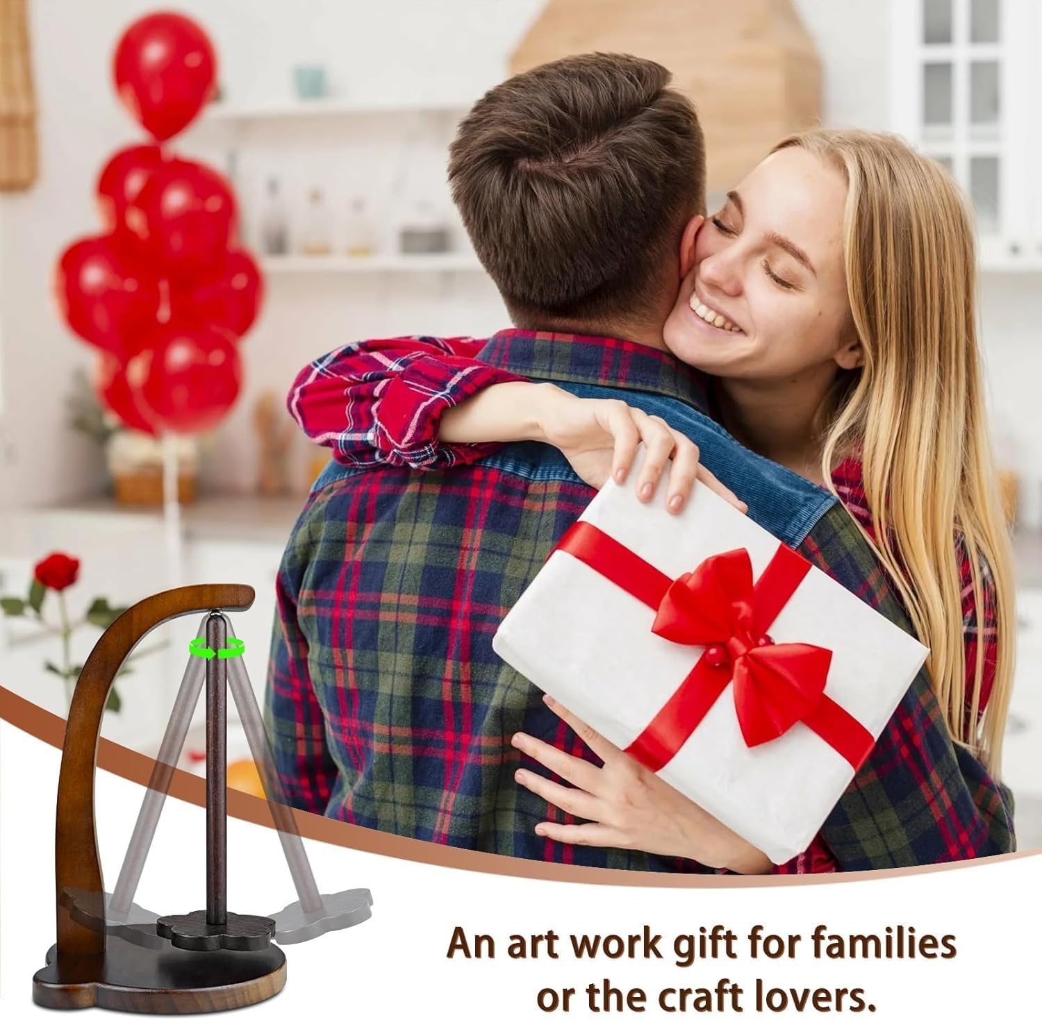 Wooden Yarn Spinner, Yarn Holder for Knitting and Crocheting, Sewing Spindle Thread Holder for Crochet Well, Girls, Women (Vintage Color)