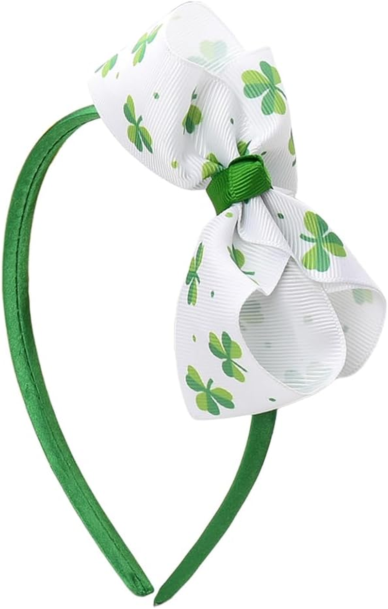 St Patrick'S Day Shamrock Headband for Girls Green Clover Hair Bow Accessories Bow-Knot Headbands Hairband Headpiece for St. Patrick'S Day Party Festival Bows for Hair