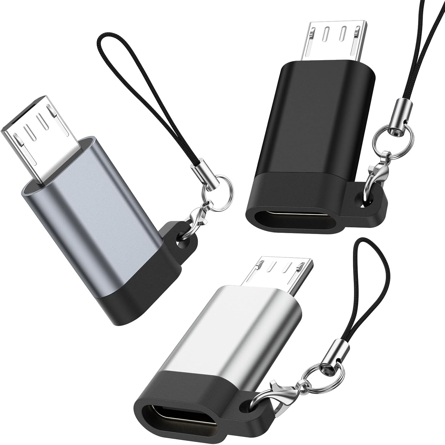 Micro USB to USB C Adapter 3 Pack Type C Female to Micro B Male Converter QC 3.0 Data Transfer Compatible with PS4 Xbox Game Controller Spaker Driving Recorder Play Galaxy S7