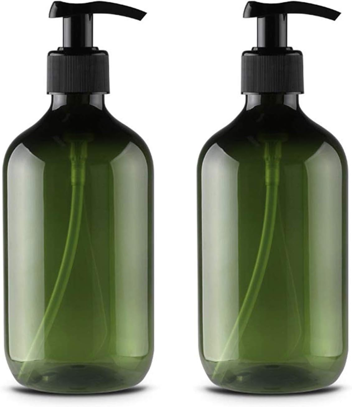 2 X Empty Plastic Pump Bottles Refillable Lotion Shampoo Shower Gel Storage Container Toiletries Liquid Dispenser 500Ml, Green, 500 Ml image number 4
