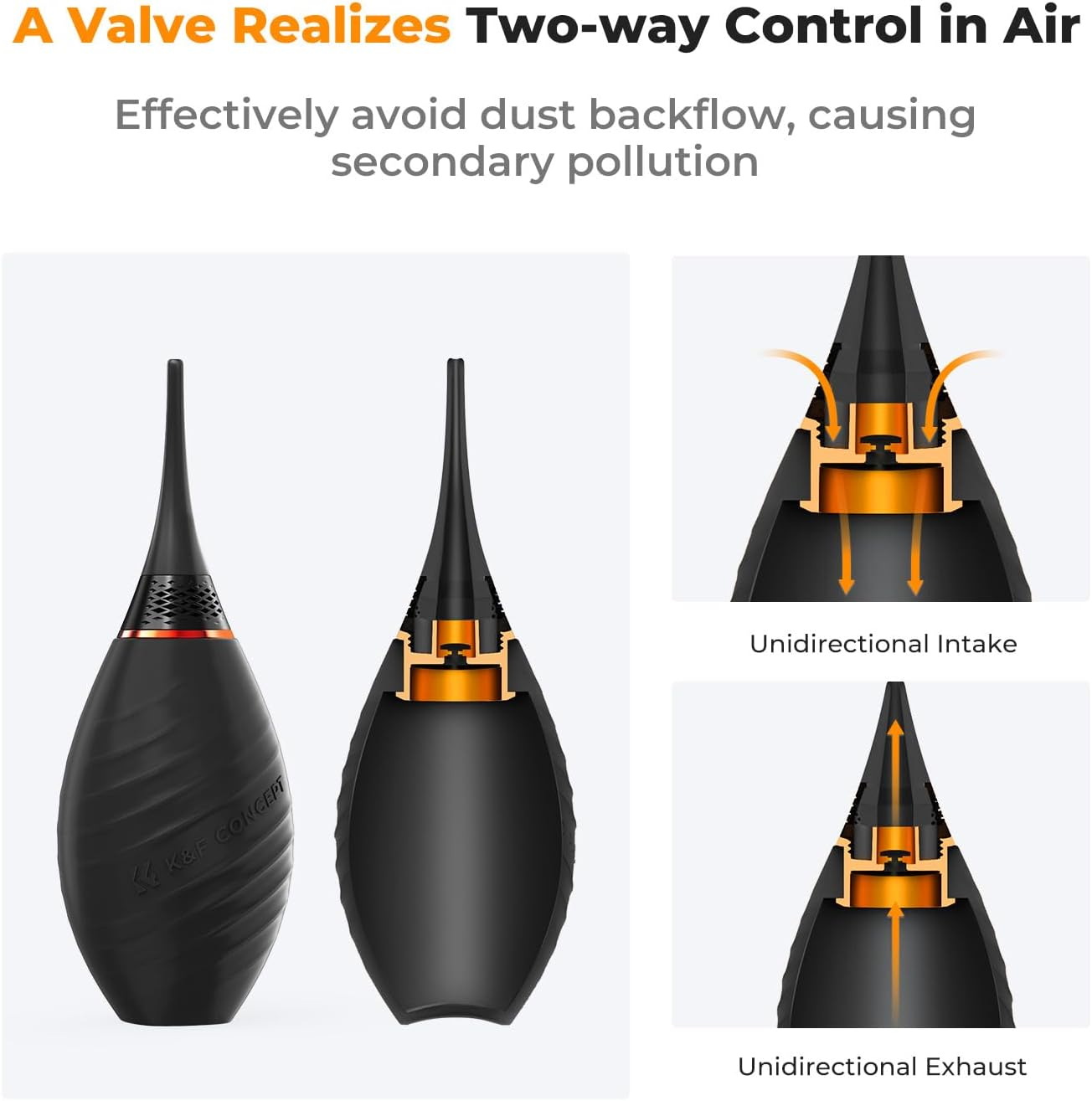 K&F Concept Air Blower, with Long Nozzle/Short Nozzle Switch Design, Single Air Intake Camera Lens Blower, for Digital SLR Lens Sensor LCD Screens Musical Instruments Keyboards Telescope Filters image number 5