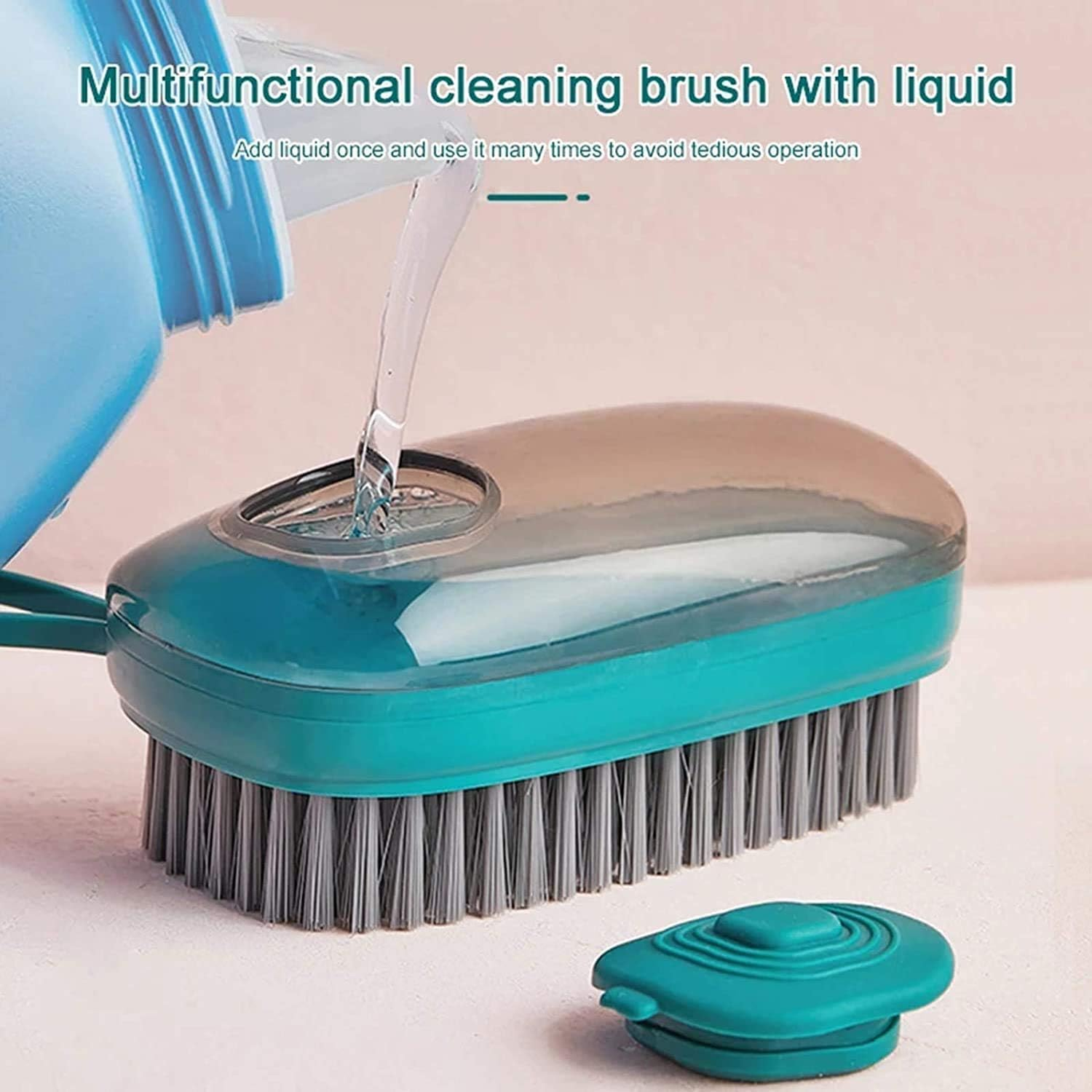 Cyrox Household Automatic Liquid Adding Laundry Brush | Nonslip Grip Liquid Adding Scrubber Laundry Brush for Kitchen & Bathroom Household Cleaning