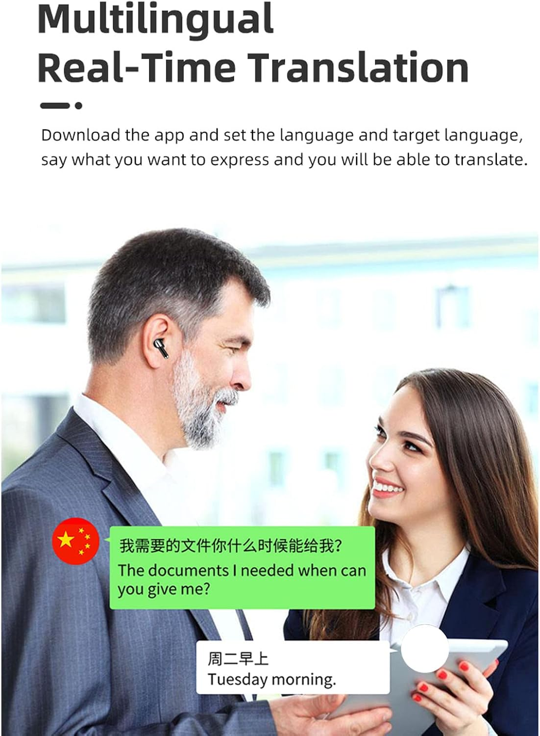 Voice Translator Earbuds, Bluetooth Two-Way Translator Device with App, Support 144 Languages, 3 Translation Modes, Translator Headphones for Learning on Travel image number 4