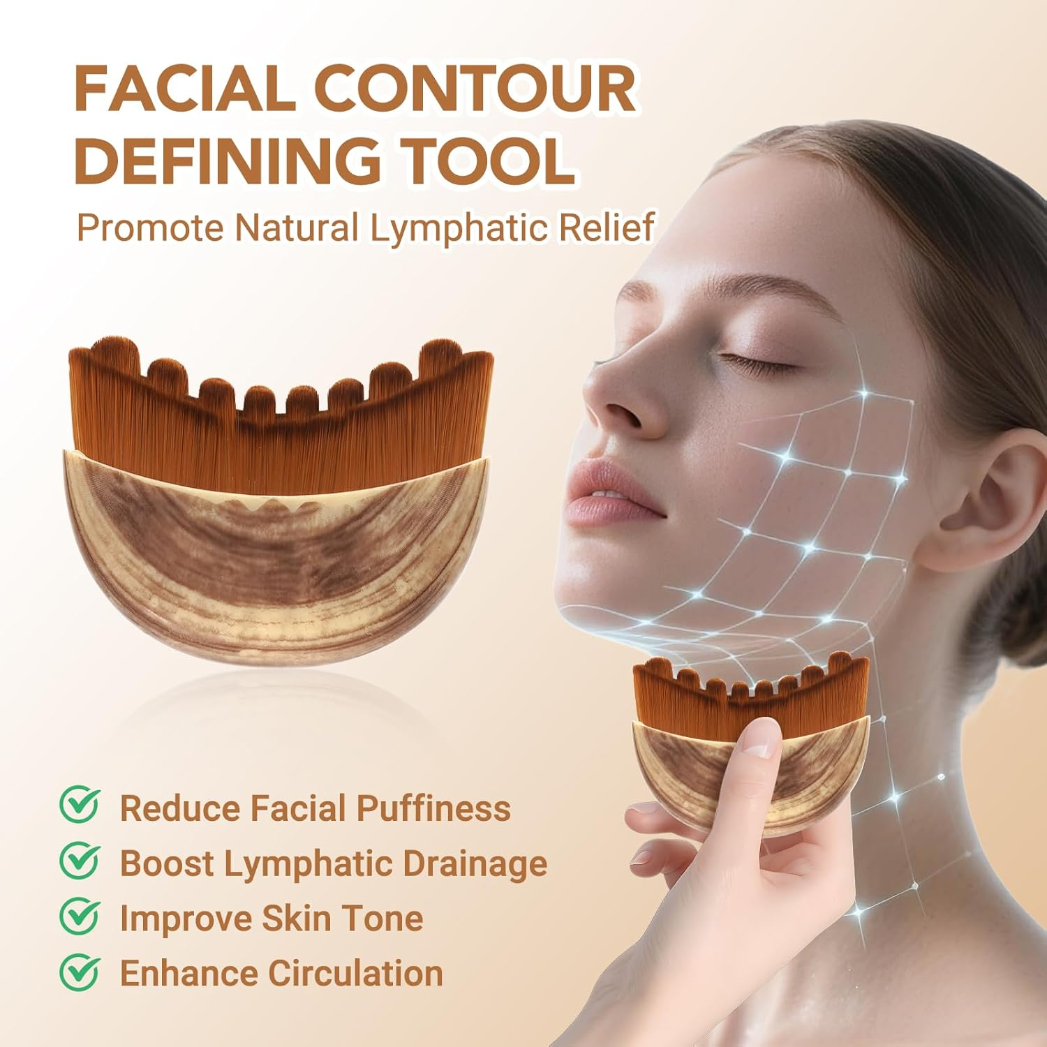 Cukohno Lymphatic Contour Face Brush, Lymphatic Drainage Massager for Face,Dry Lymphatic Face Brush,Chin & Jawline Sculpting,Ergonomically Designed to Fit the Skin Precisely and Relieve Fatigue image number 2