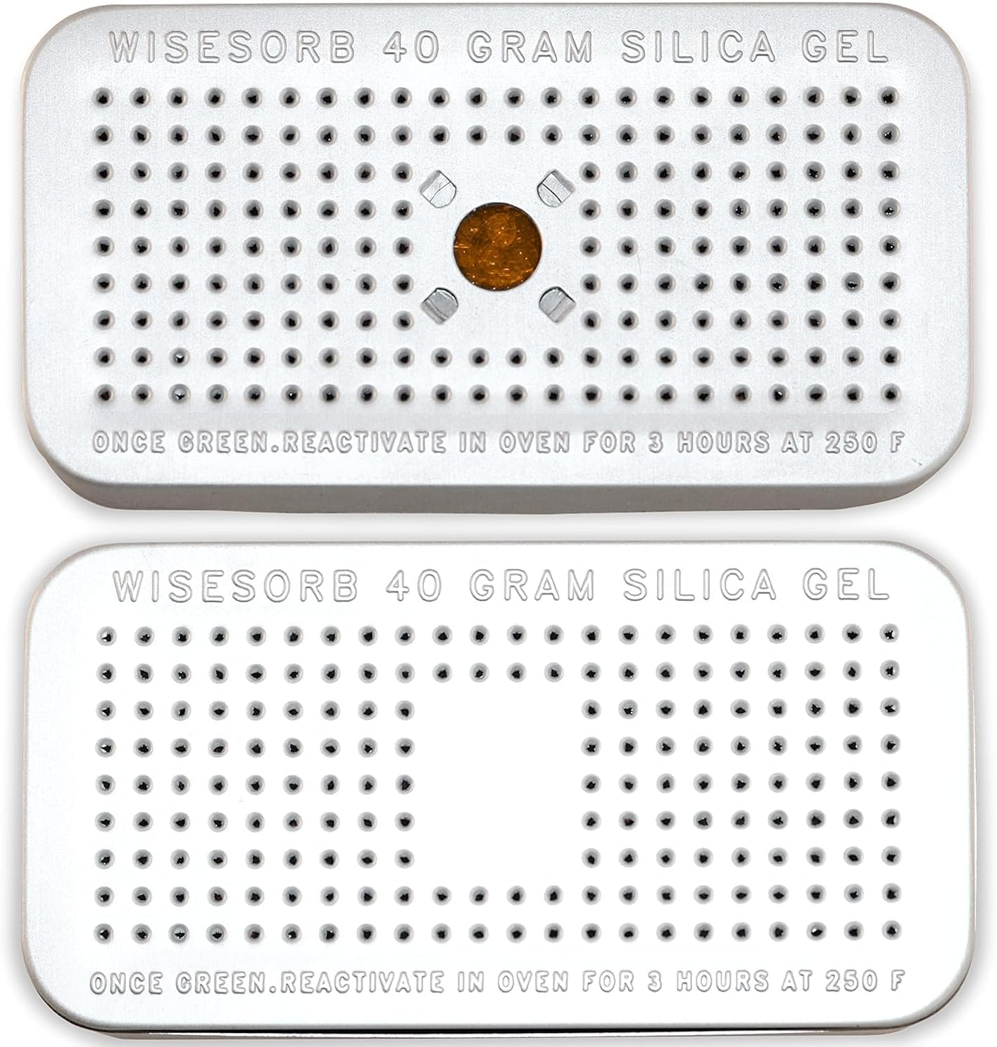 Wisesorb 10 Packs 40 Gram Silica Gel Desiccant Canisters, Indicating Gun Safe Dehumidifiers, Rechargeable Desiccant Moisture Absorber for Storage