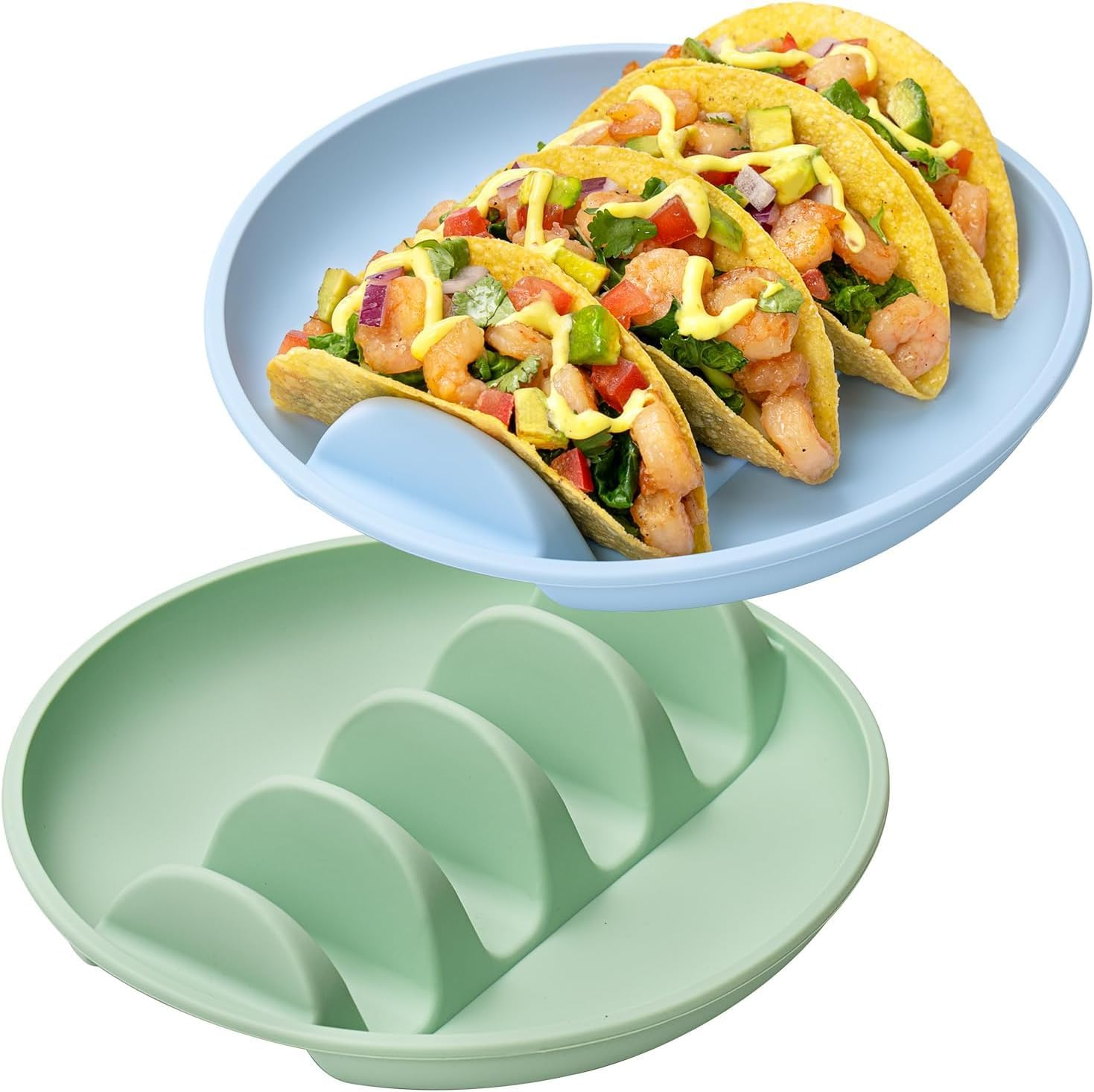 2PACK Silicone Taco Tray 9.76" Heat Resistant Taco Holder Stable Placement Tortilla Tray Large Capacity Tortilla Holder for Home Office
