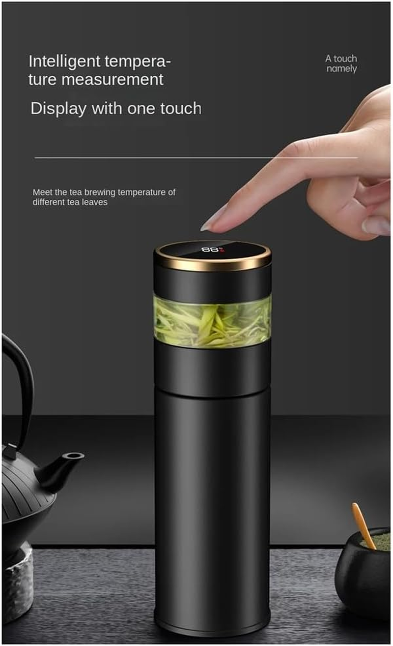 Tea Infuser Vacuum Flask Temperature LED Display 450Ml Insulated Cup Stainless Steel Bottle Travel Coffee Mug Easy Install