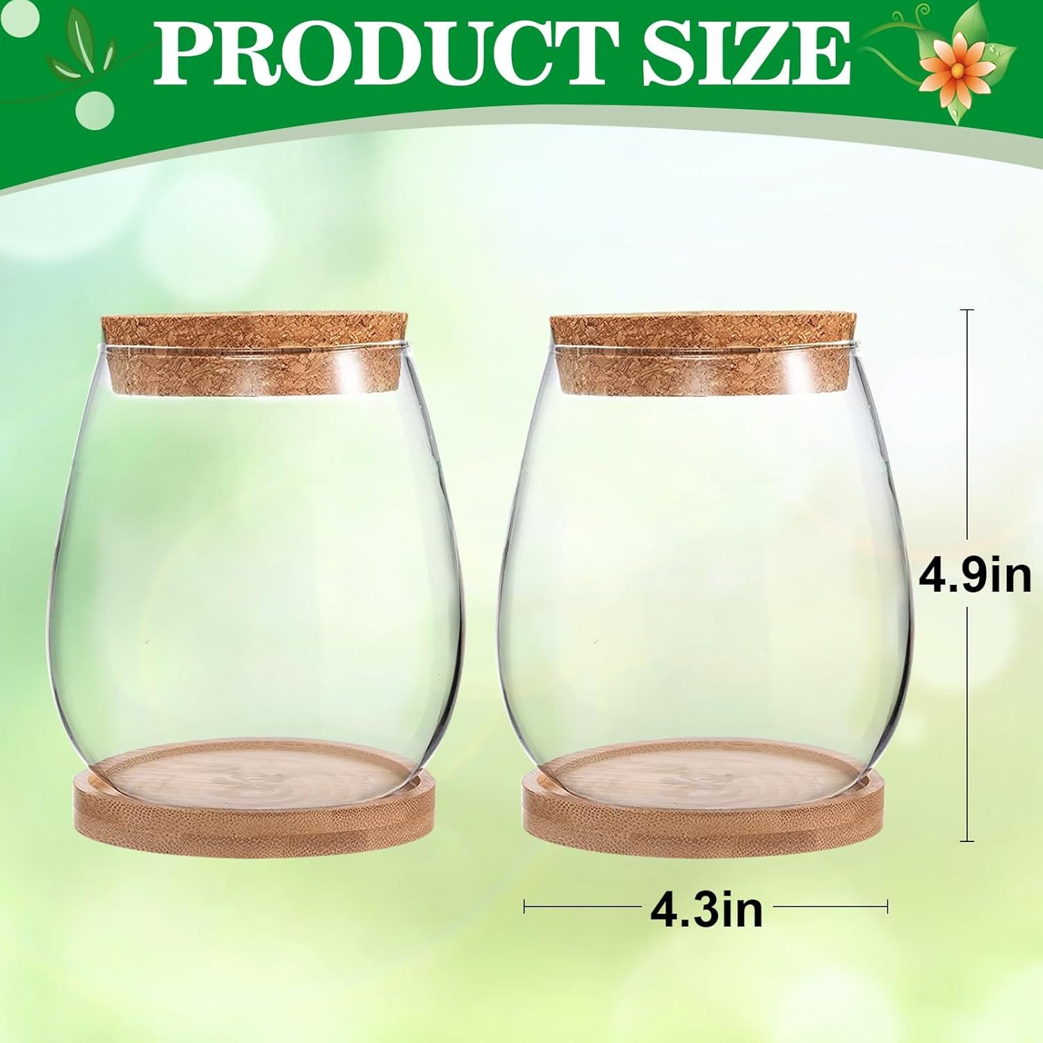 2 Pcs Separated Desktop Plant Terrarium - Plant Propagation Planter Water Station Planting Glass Vase with Lid & Wooden Stand for Growing Hydroponic Home Office Table Decoration image number 6