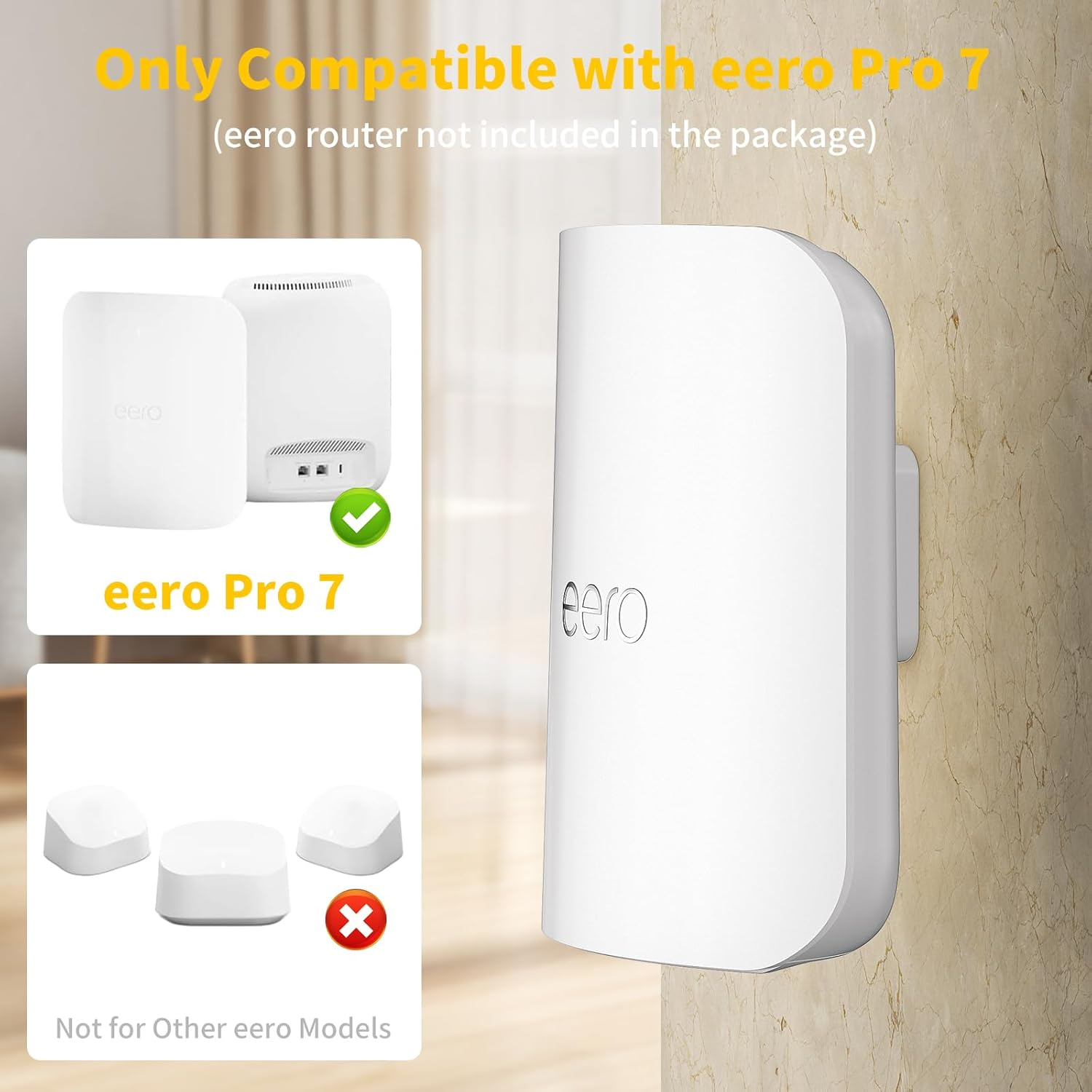 Dunear Eero Pro 7 Wall Mount Bracket (3-Pack), Sturdy ABS Holder with Cable Management, Compatible with Eero Pro 7 Tri-Band Mesh Wi-Fi 7 Router, Space Saving & Easy Installation image number 2