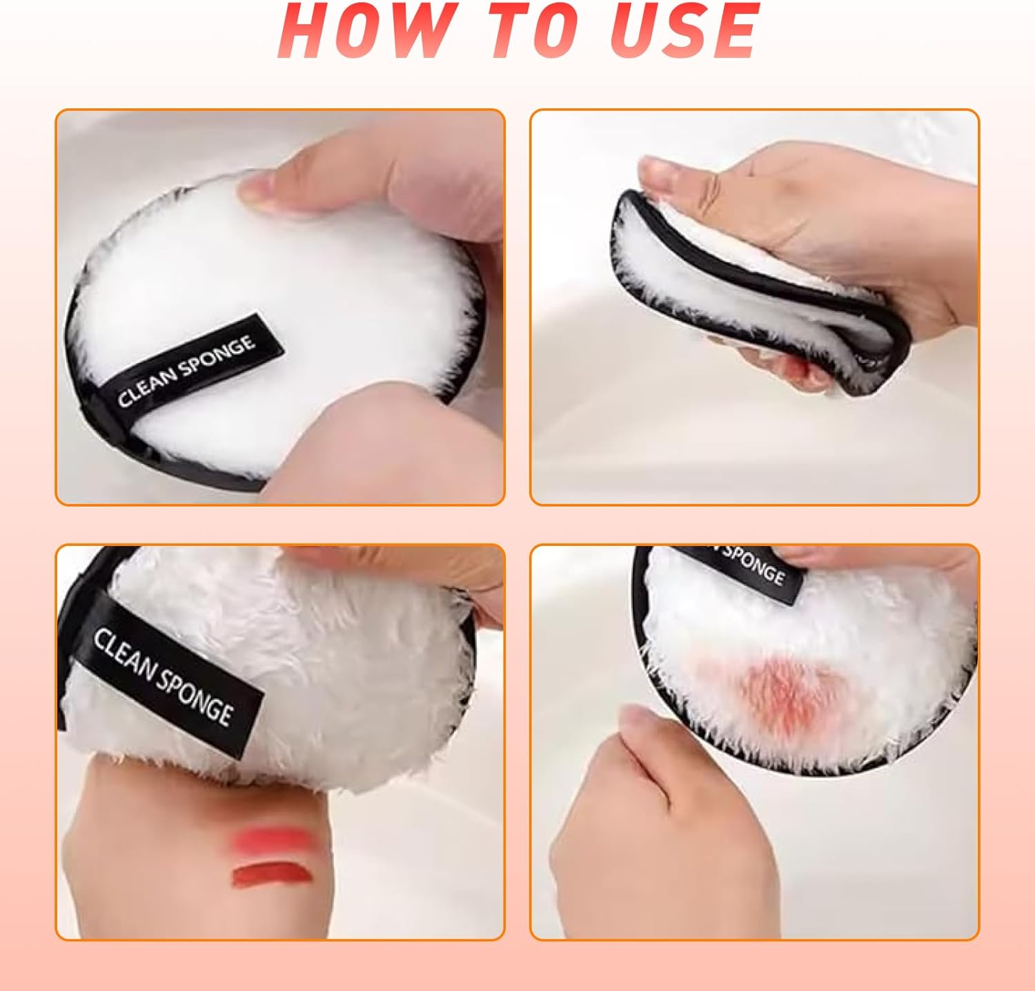 100% Reusable Makeup Remover Pads, 4 Pack Large Eco-Friendly Microfiber Makeup Eraser for Chemical-Free Removal of Eye Makeup, Foundation, Highlighter & Lipstick, Perfect for All Skin Types