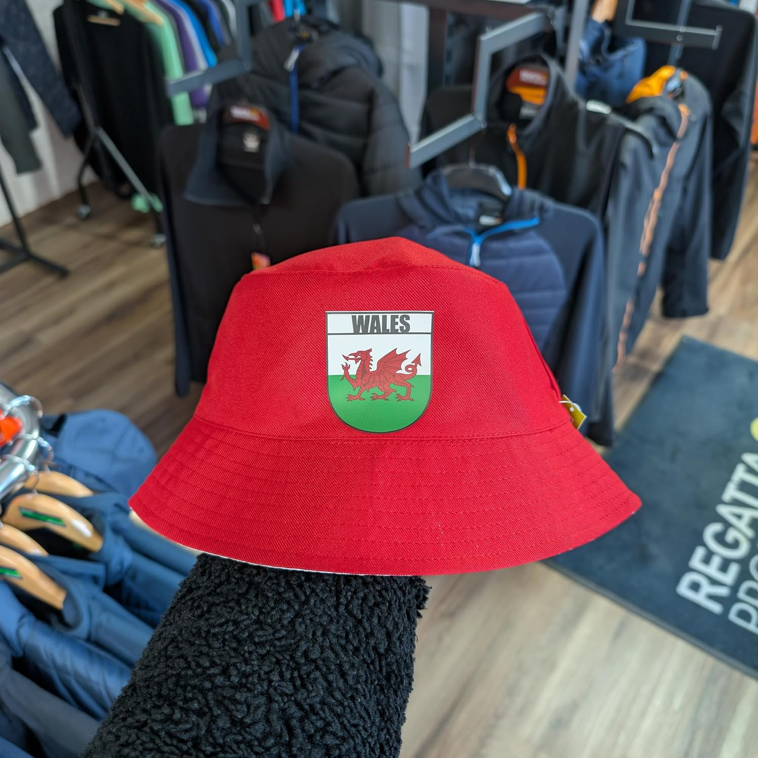 Super Lemon Welsh Bucket Hat - Unisex Recycled Polyester Sun Hat with Wales Flag Design - Eco-Friendly Hat for Festivals, Sports Events, Outdoor Adventures, and Everyday Wear image number 2