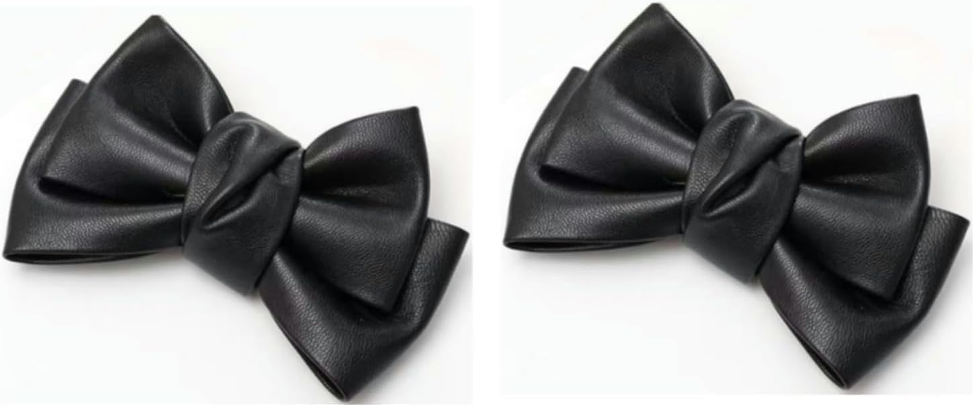 2 Pcs Black PU Leather Hair Clip, Bow Duckbill Clip Korean Style Hairpin Sweet Barrette, Fashion Headwear Hair Accessories for Women Girls, Clips and Barrettes, Bow Clip image number 6