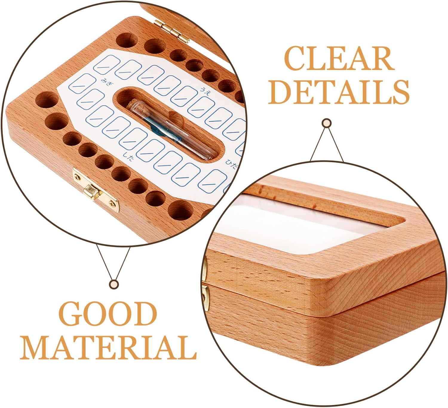 UPKOCH Wooden Tooth Box for Baby Keepsake First Tooth Organizer Case for Boys and Girls Sturdy and Lightweight Japanese-Style Frame Infant Hair Saver image number 6