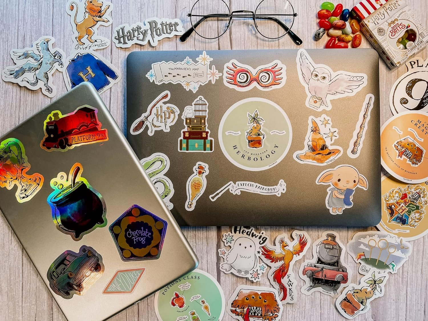 Conquest Journals Harry Potter Watercolor Vinyl Stickers, Set of 60 Unique Stickers Including 5 Holograms, Waterproof and UV Resistant, Great for All Your Gadgets, Potterfy All the Things image number 5