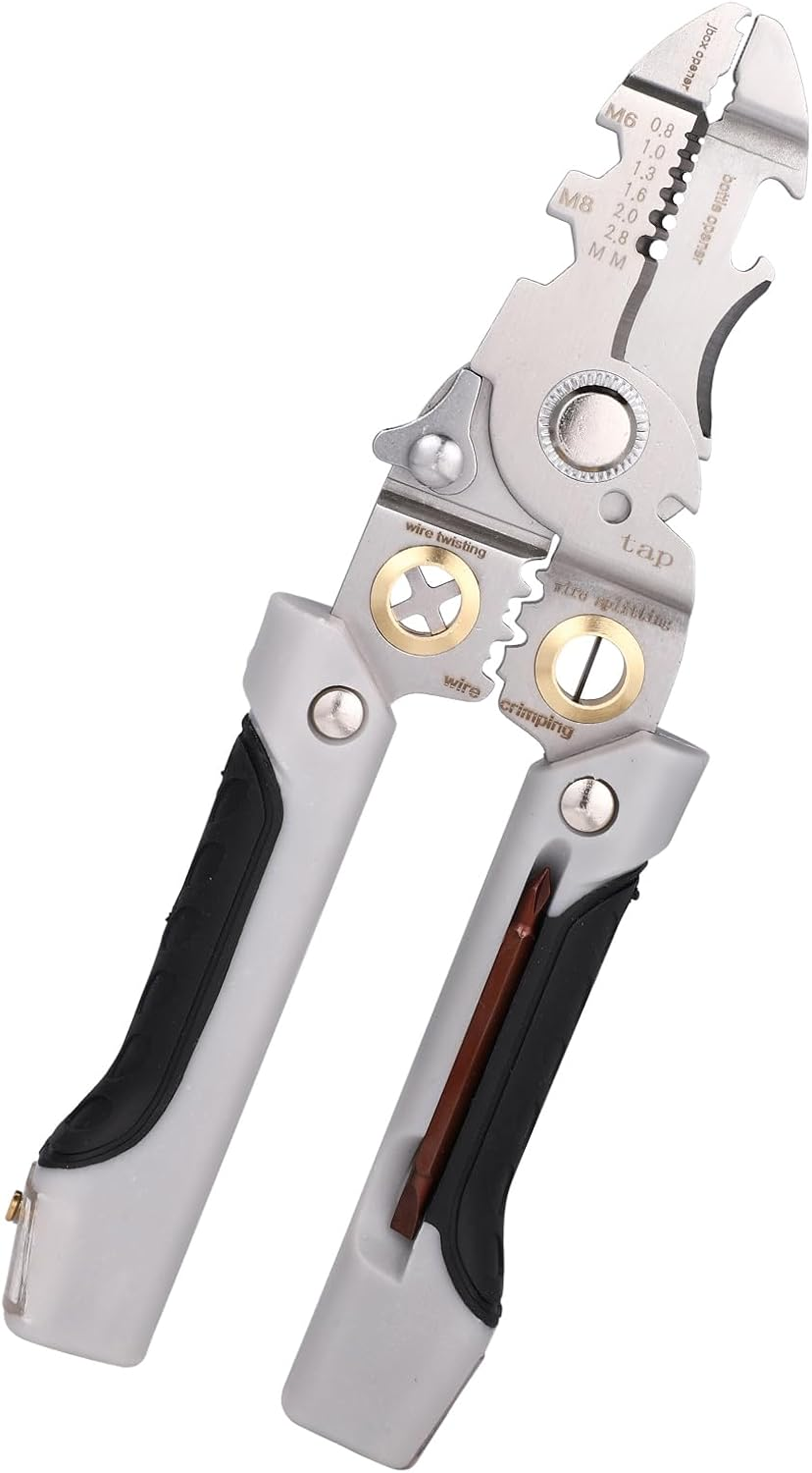 Lyreh 21 in 1 Wire Stripper, Multifunctional Wire Stripping Tool with Electricity Measurement Functions, Professional Electrician Pliers for DIY Home Construction Crimping & Cutting