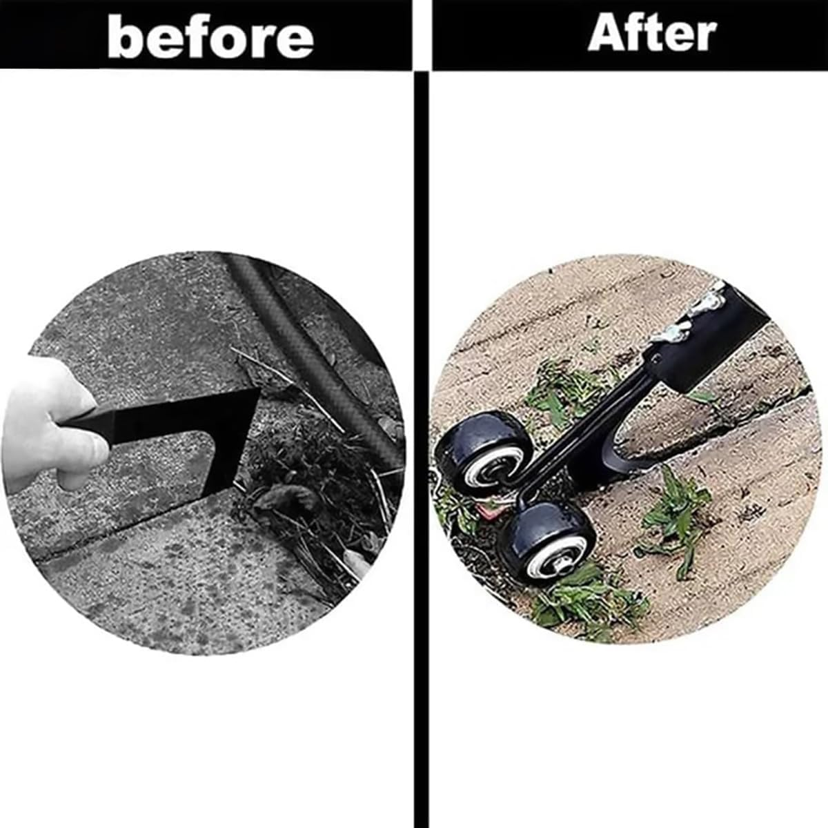 AIMALL 7.64In X 4.33In Carbon Steel Garden Crevice Weeding Tool with 1.2M Detachable Handle Hook and Roller Combo for Pavement Gap Loosening and Fast Weed Removal image number 4