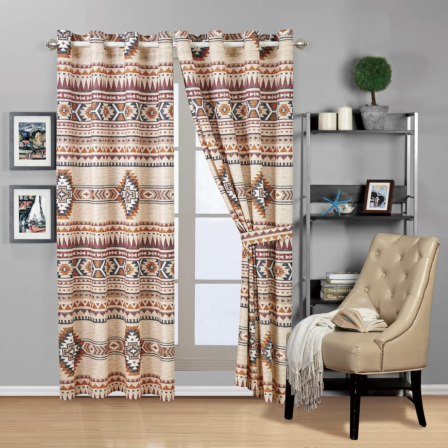 Rustic Southwest Quilted Western Bedspread Bedding Set in Brown Beige Taupe Charcoal and Tribal Native American Patterns - Nevada (King/Cal-King) image number 2