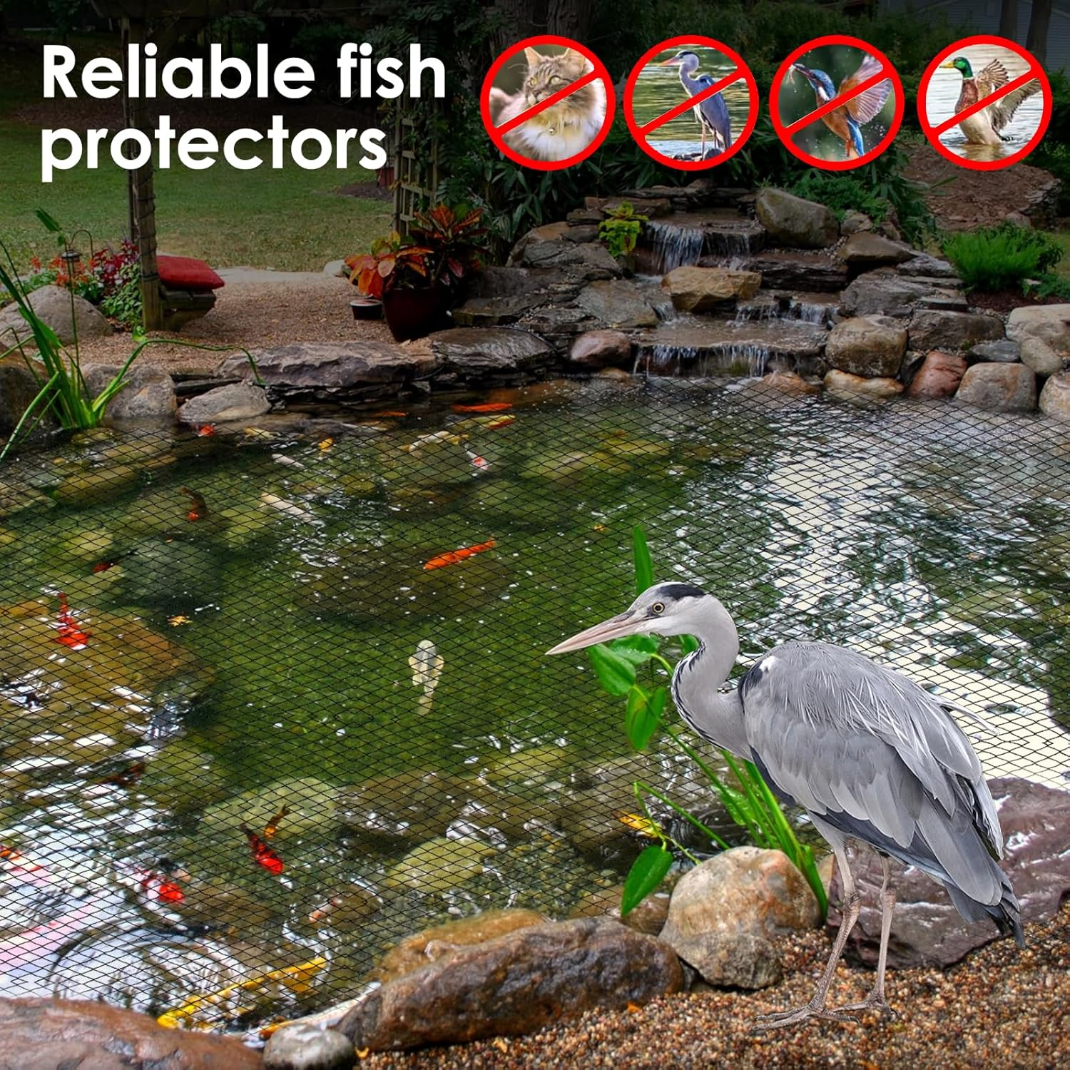 Pond Cover Netting Kit, 39.4 X 15.7FT Reusable Garden Pool Protective Net, Cuttable Bird Mesh, Catch Leaves Debris, with 10 Ground Nails and 50 Cable Zip Ties image number 1