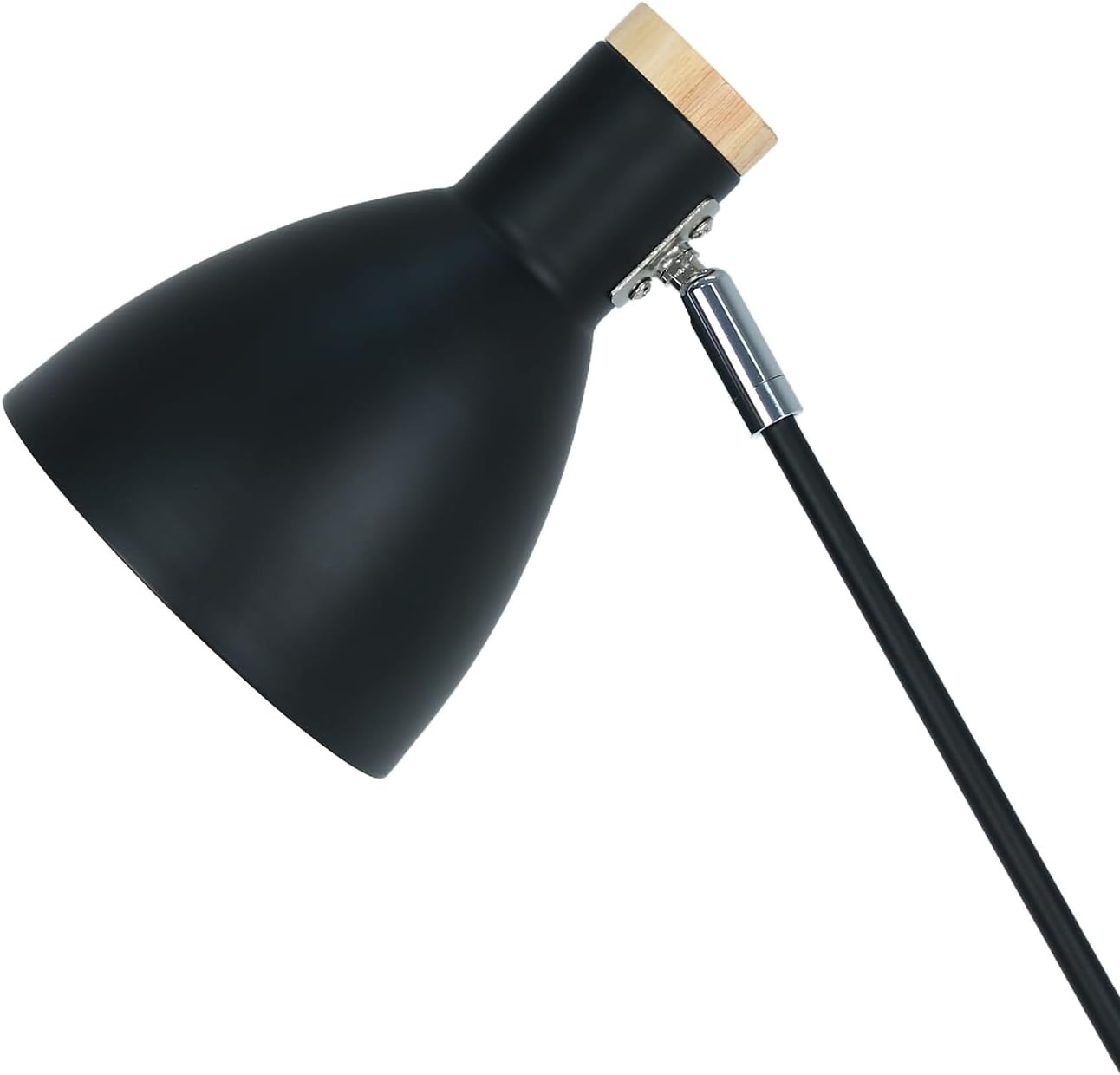 Lexi Lighting Scandinavian Adjustable Floor Lamp, Height 140Cm, E27 Lamp Holder, Black Metal Stand and Shade, Adjustable Arm with Wooden Handle, Task Light and Reading Lamp for Sofa-Side D&eacute;cor